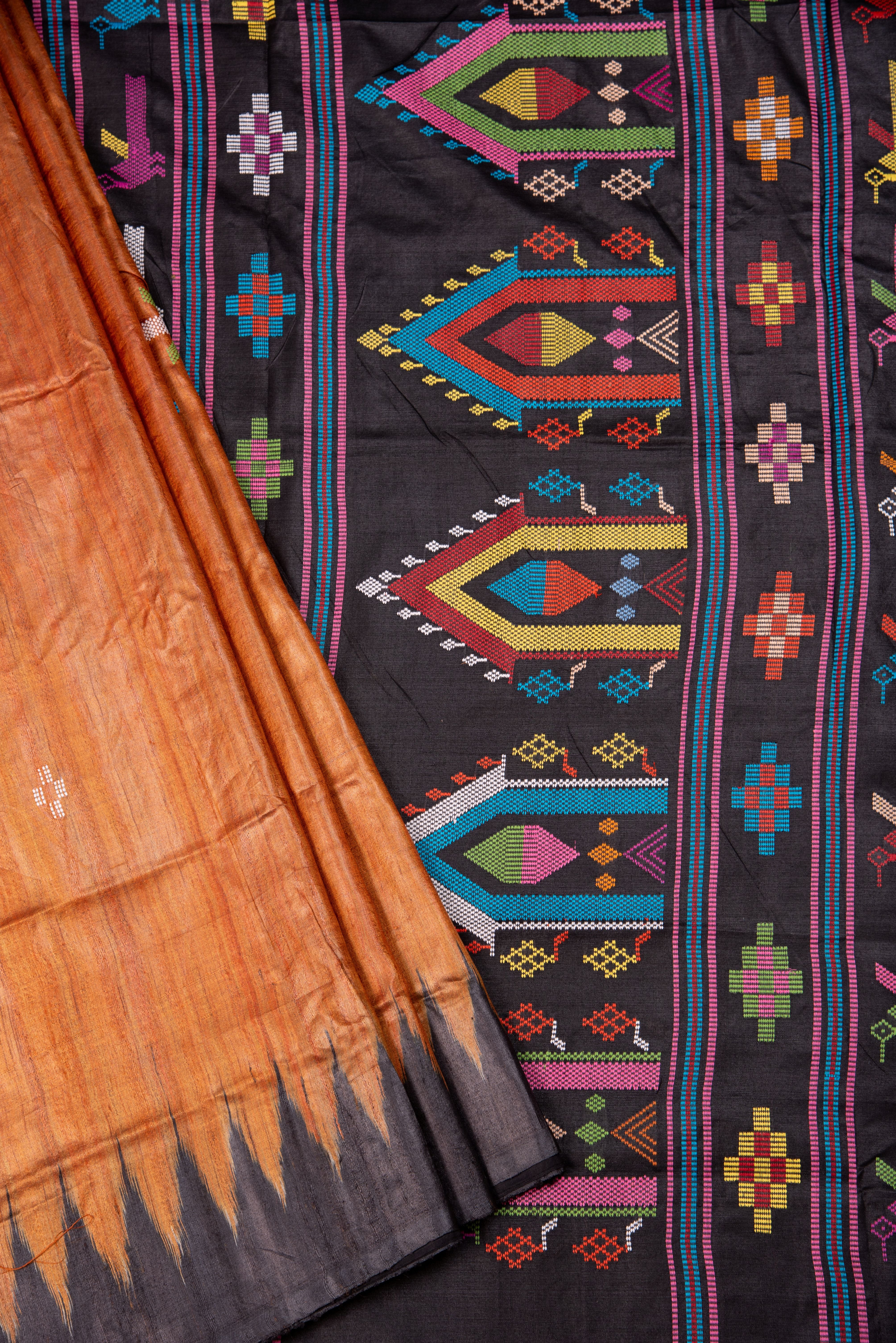 Gopalpur Pure Odisha Handloom tussar Silk Saree - Metallic golden yellow color