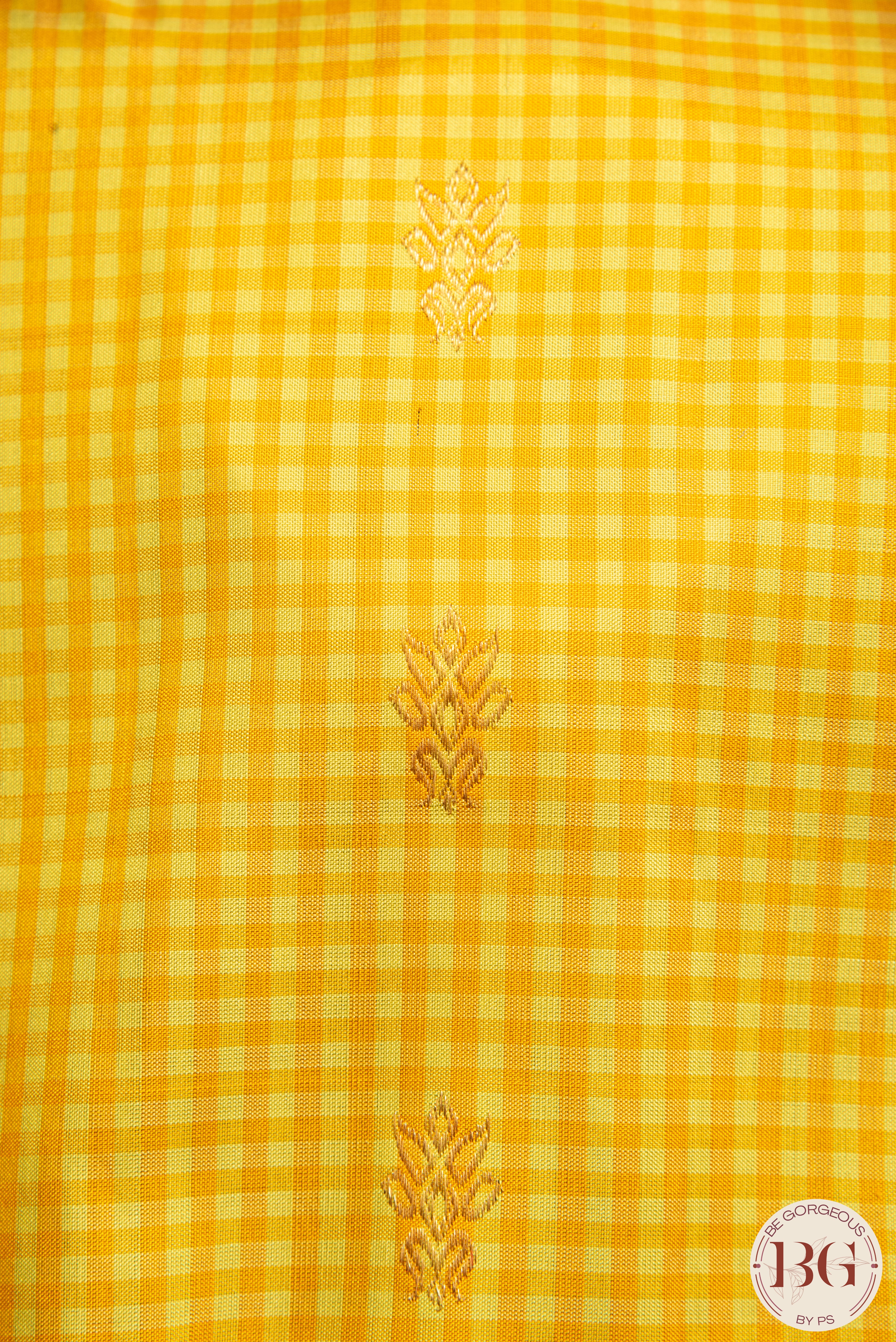 Kuttu Gadwal Pure silk handloom saree - yellow with purple