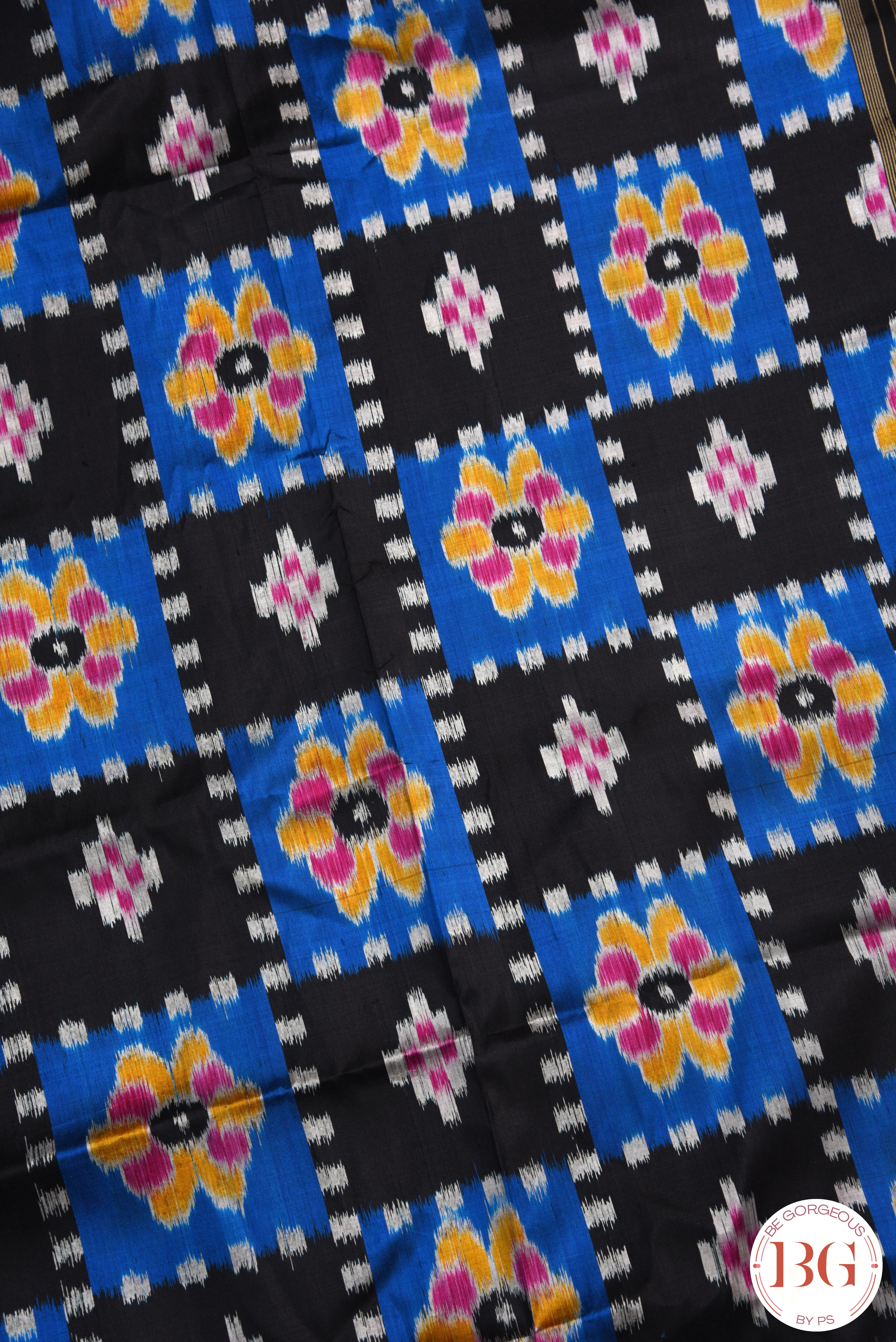 Laxmi pallu pure khandua odisha handloom silk saree - blue