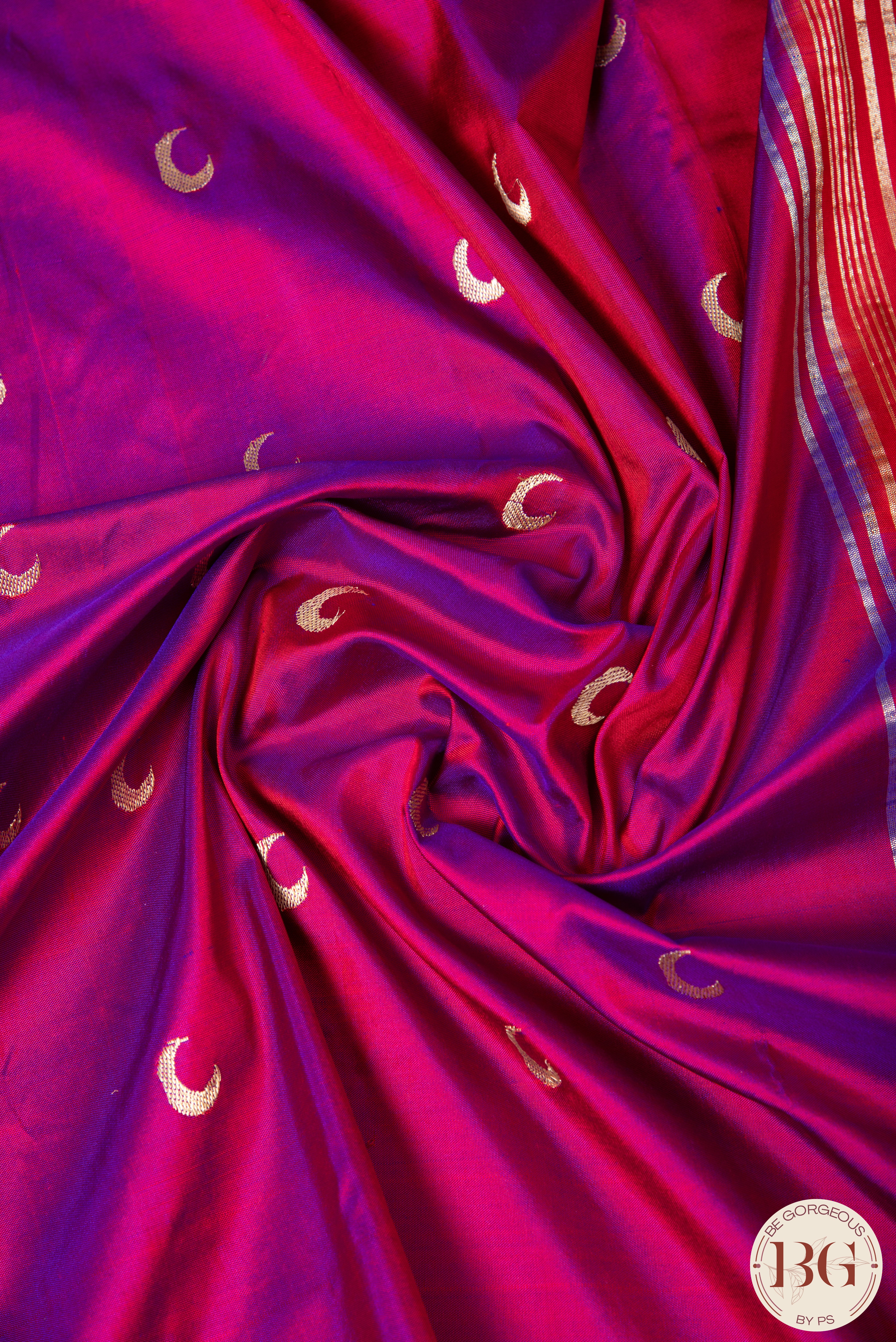 Paithani pure silk saree with peacock pallu - purplish pink