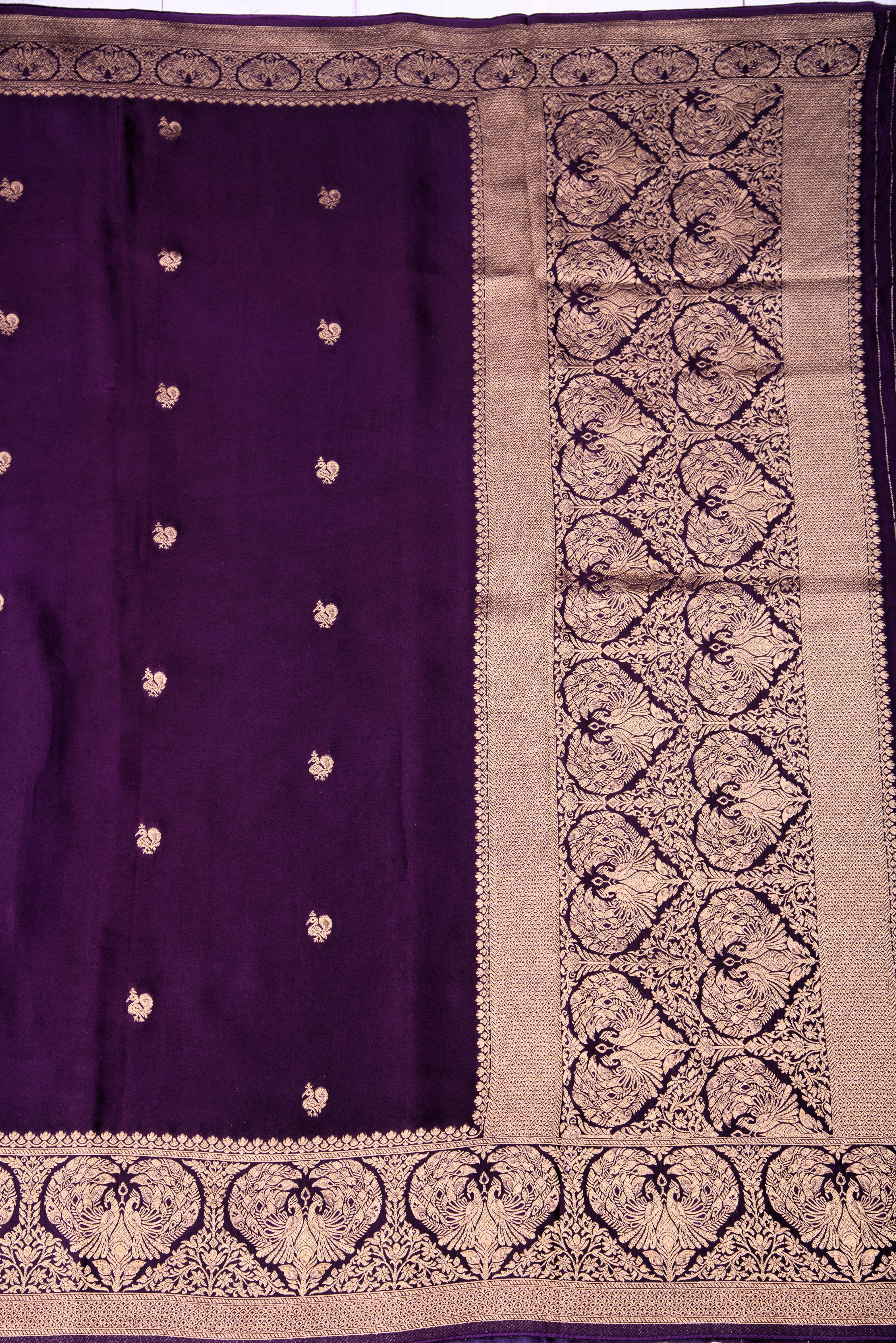 Mashru Silk with weaving - purple
