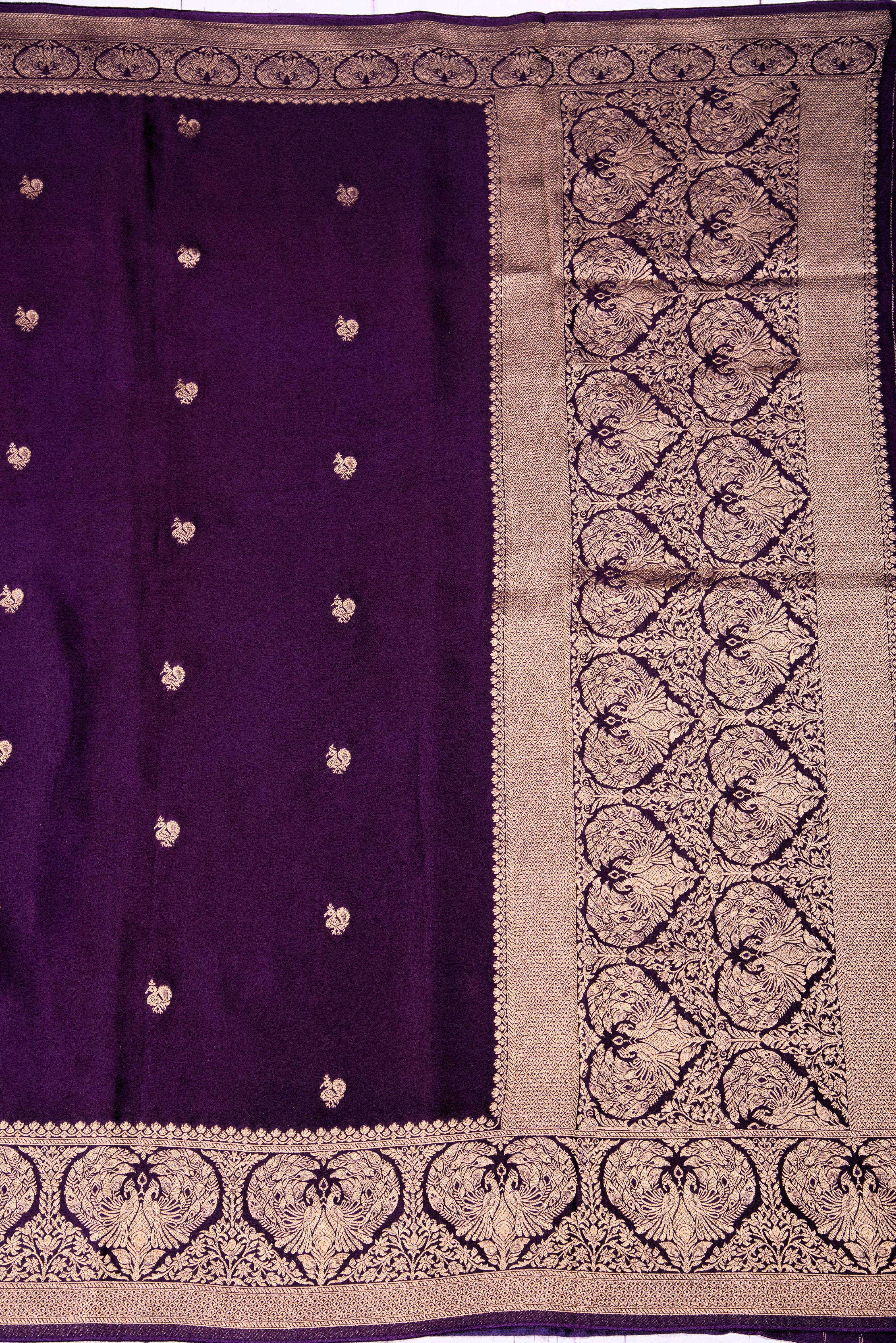Mashru Silk with weaving - purple