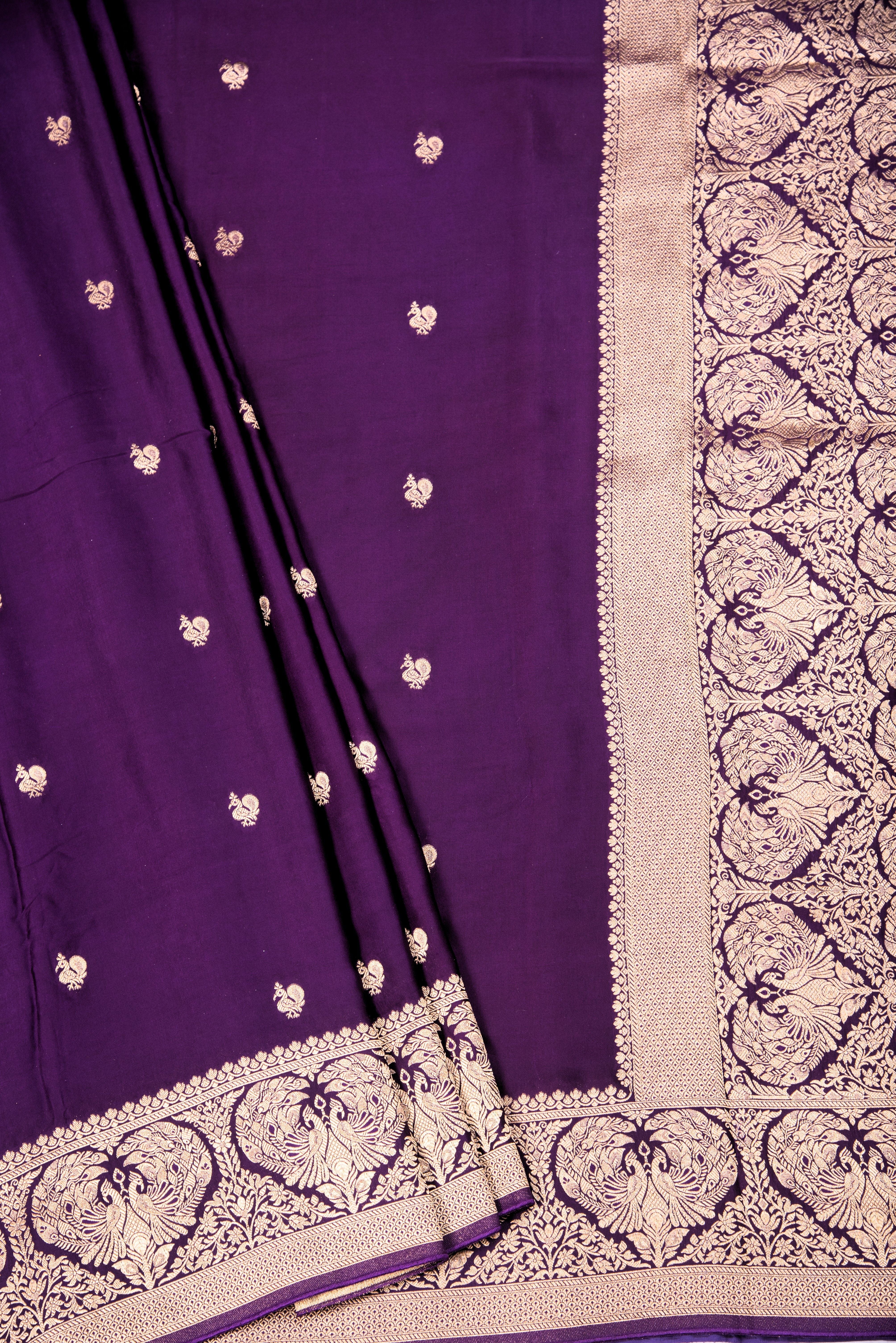 Mashru Silk with weaving - purple