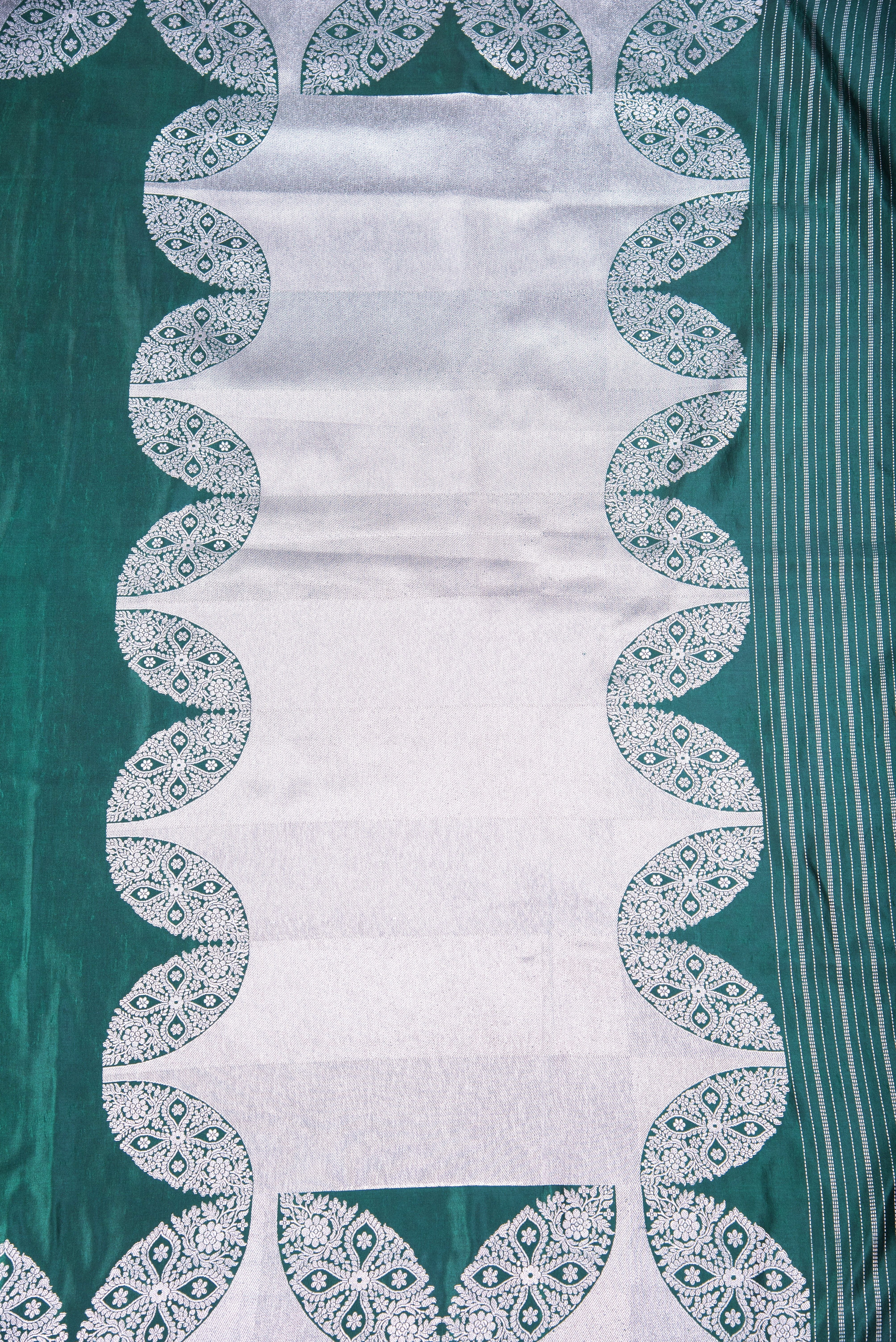 Mashru Silk with weaving - bottle green