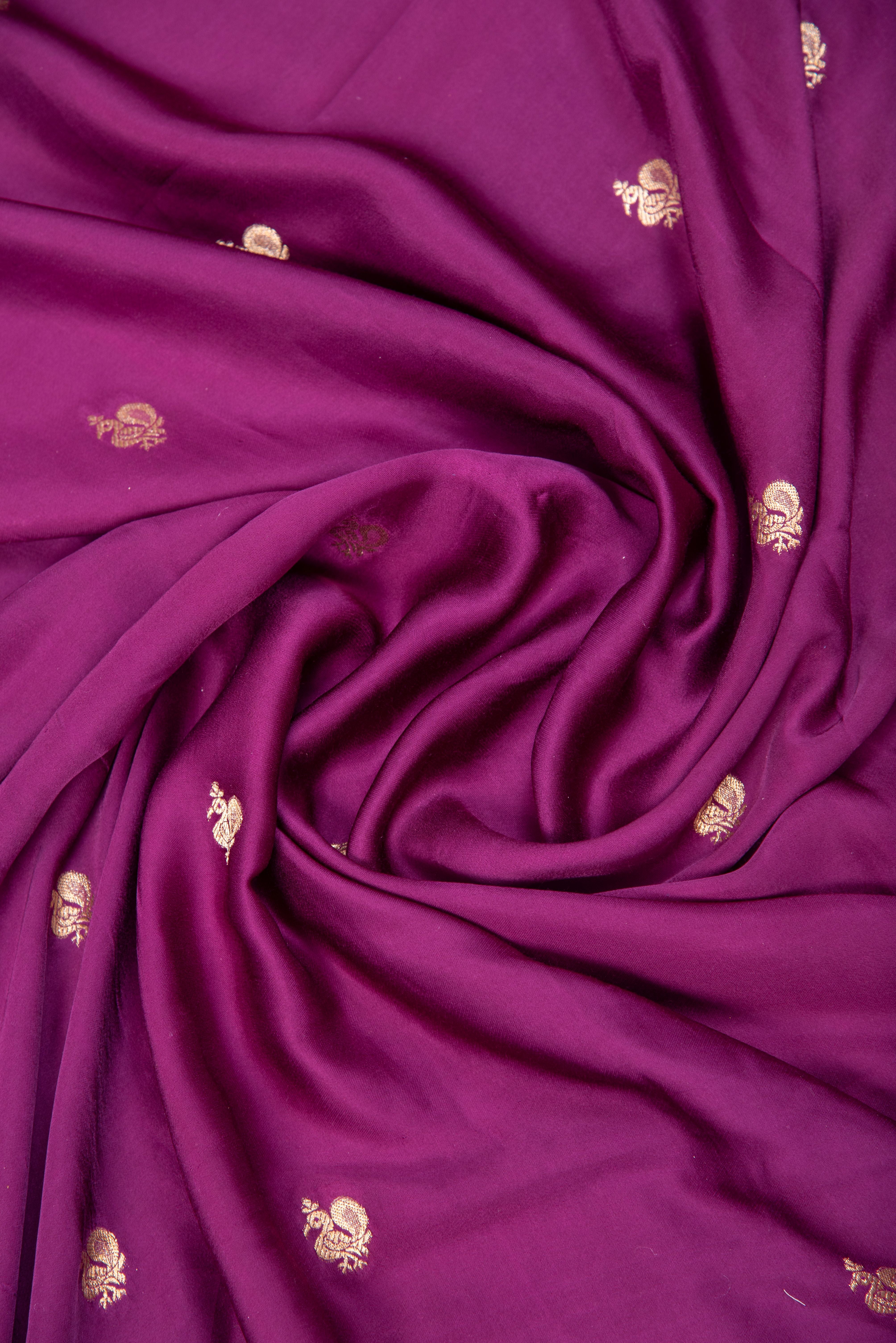 Mashru Silk with weaving - wine