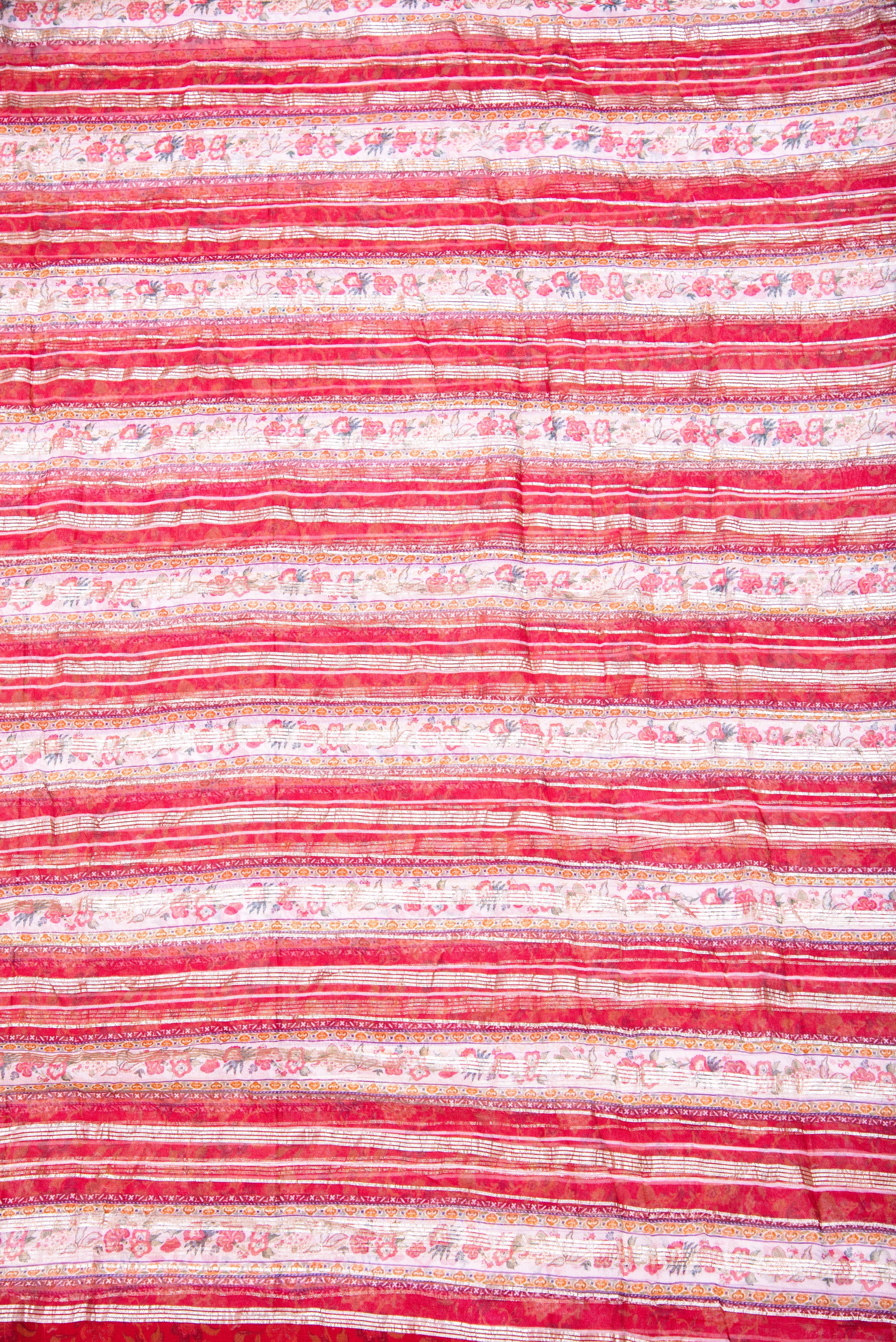 Georgette with stripes - red