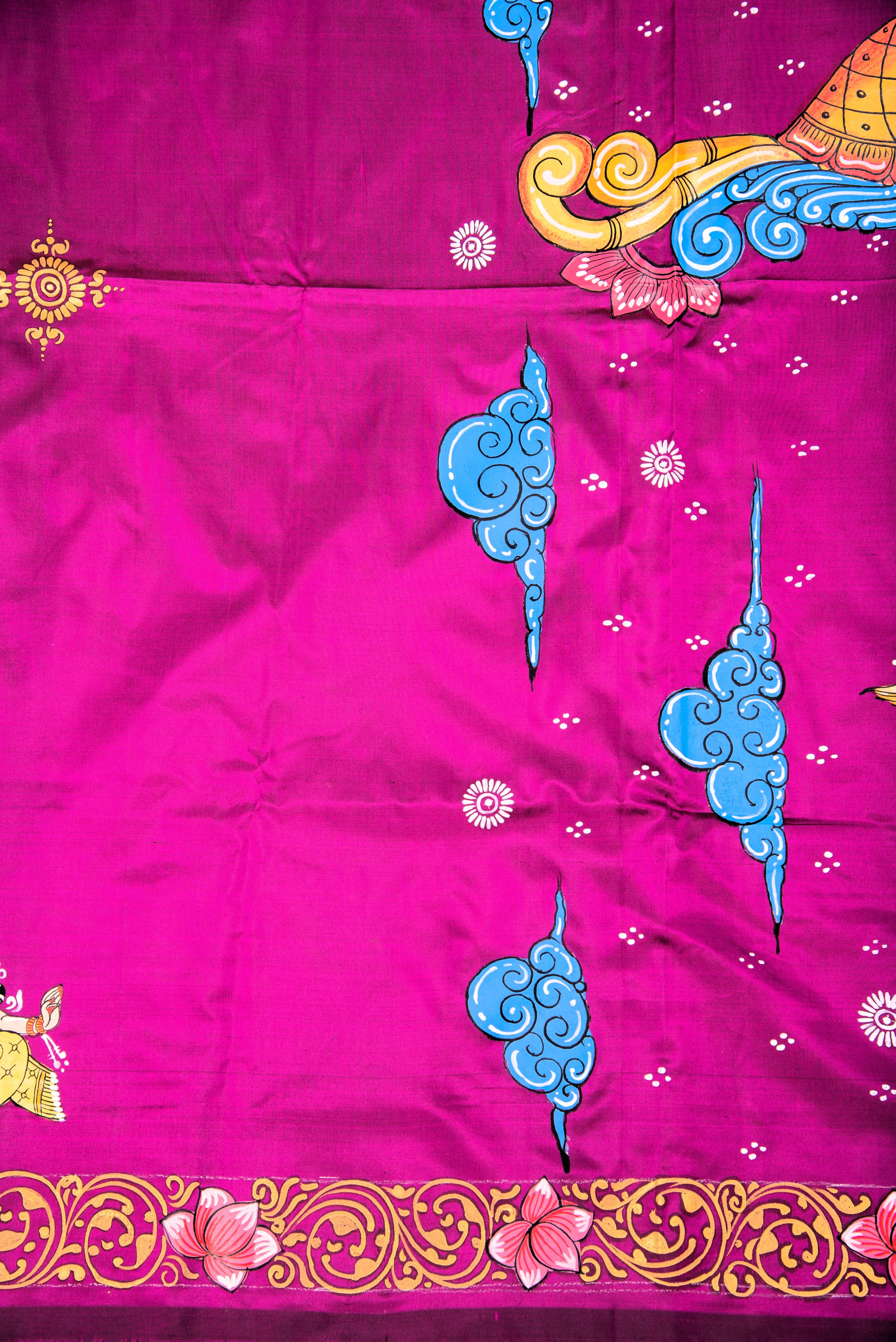 Pattachitra hand painted saree on pure silk - Sita Haran Theme