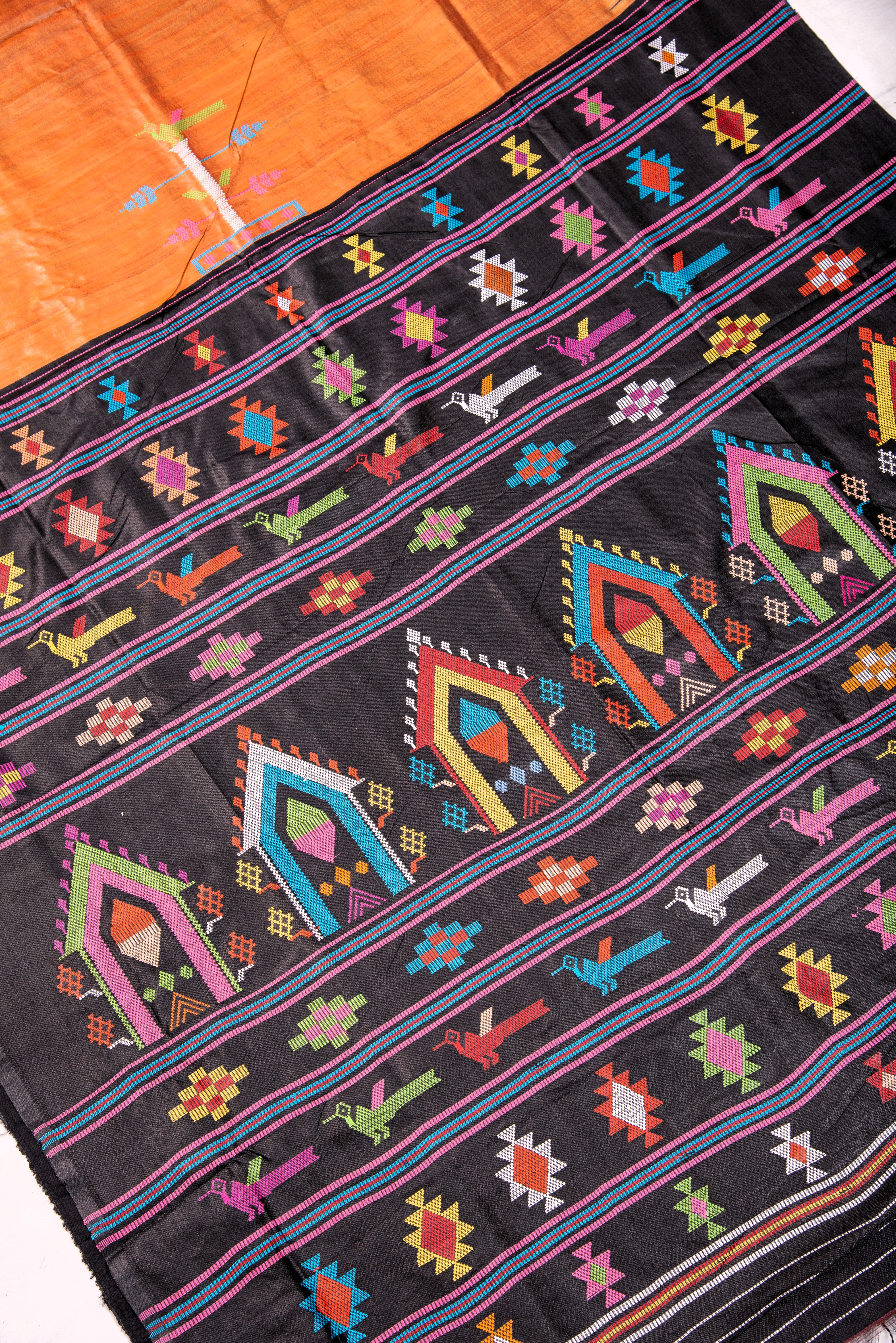 Gopalpur Pure Odisha Handloom tussar Silk Saree - Metallic golden yellow color