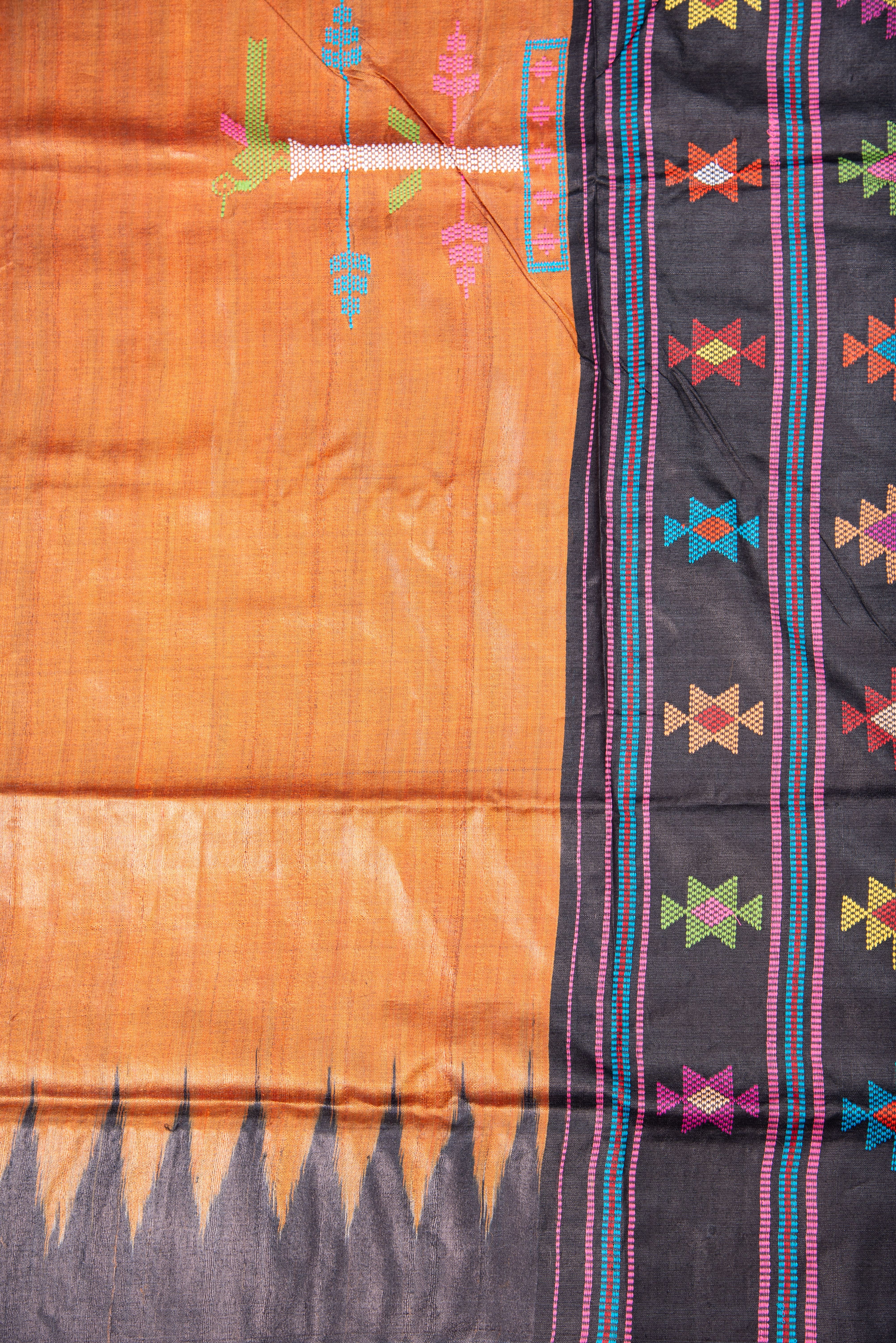 Gopalpur Pure Odisha Handloom tussar Silk Saree - Metallic golden yellow color