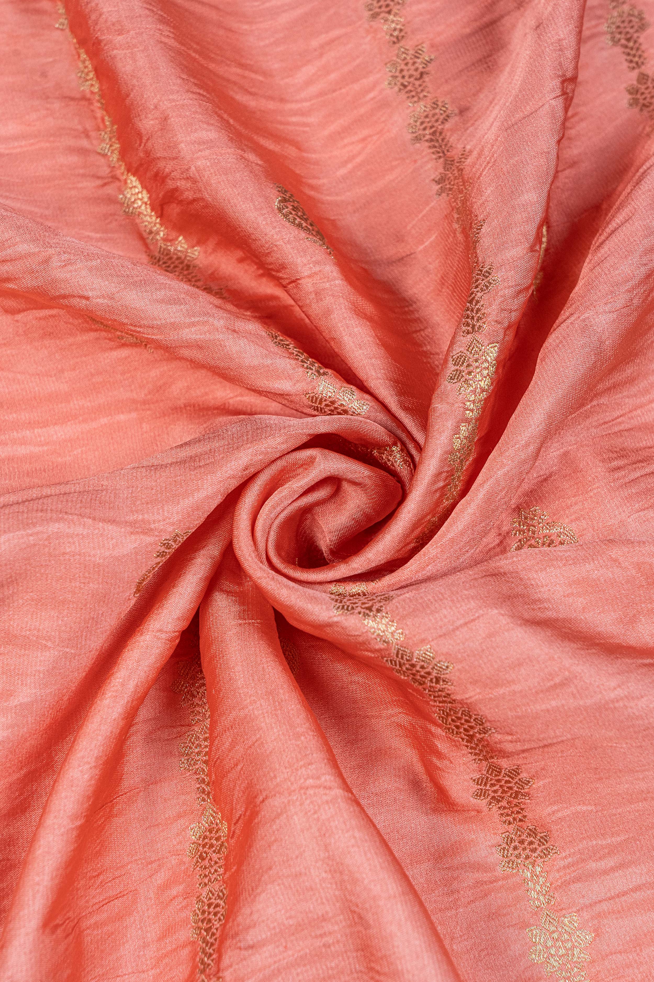 Banarasi Mashru Silk Velvet Meenakari Saree - peach