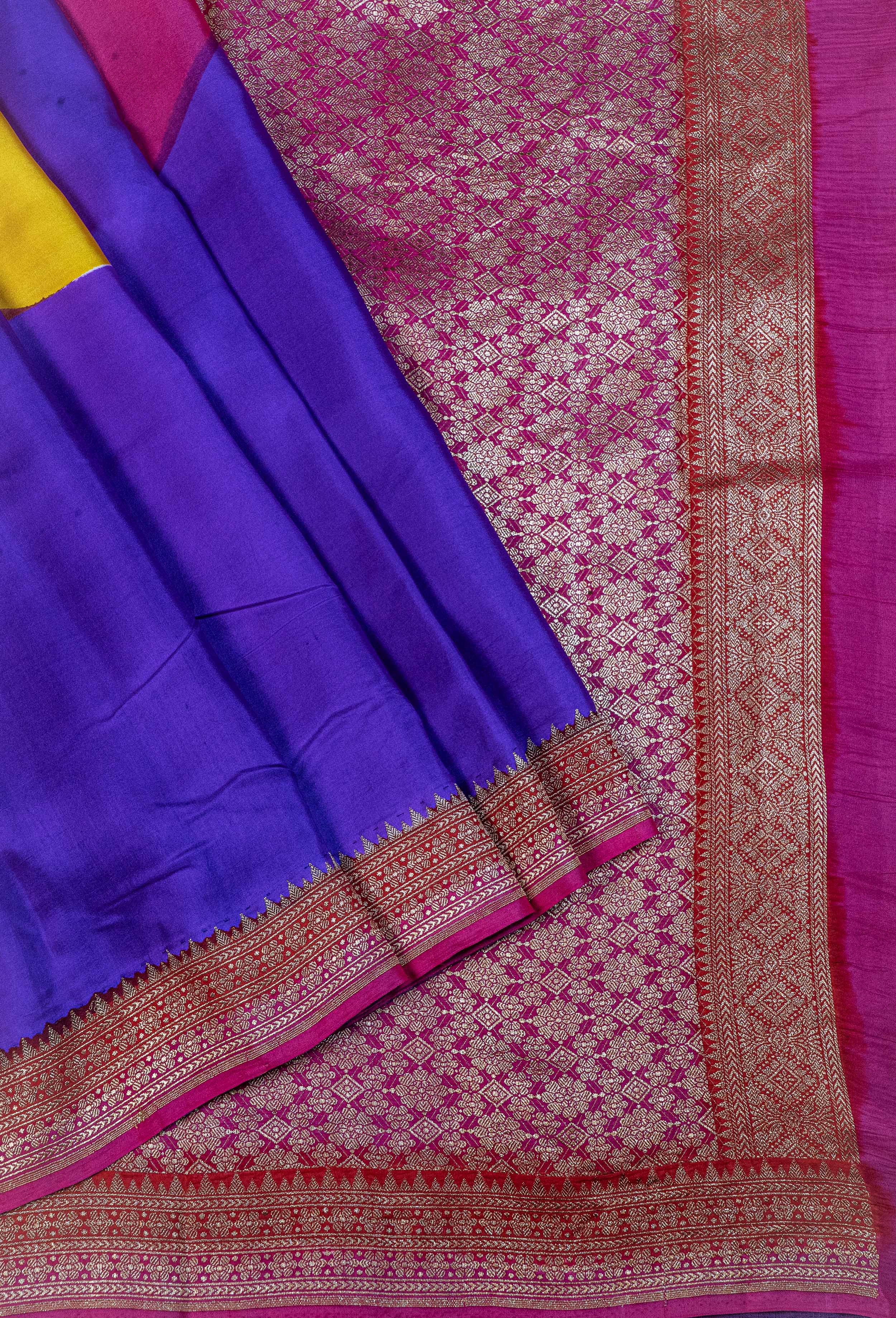 Banarasi Mashru Silk Circle Dye Saree - purple
