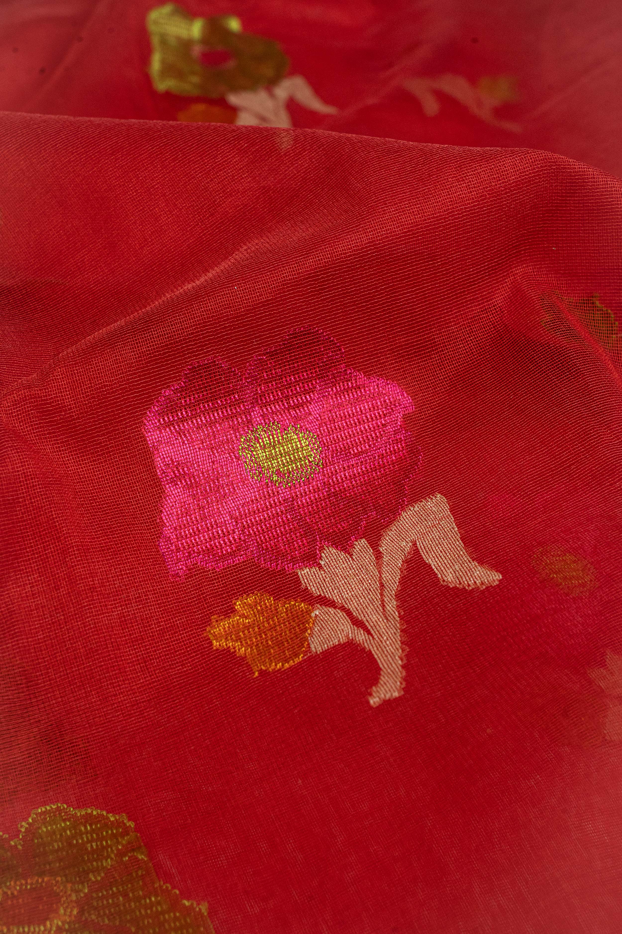 Banarasi Net Tilfi Butta Saree - red