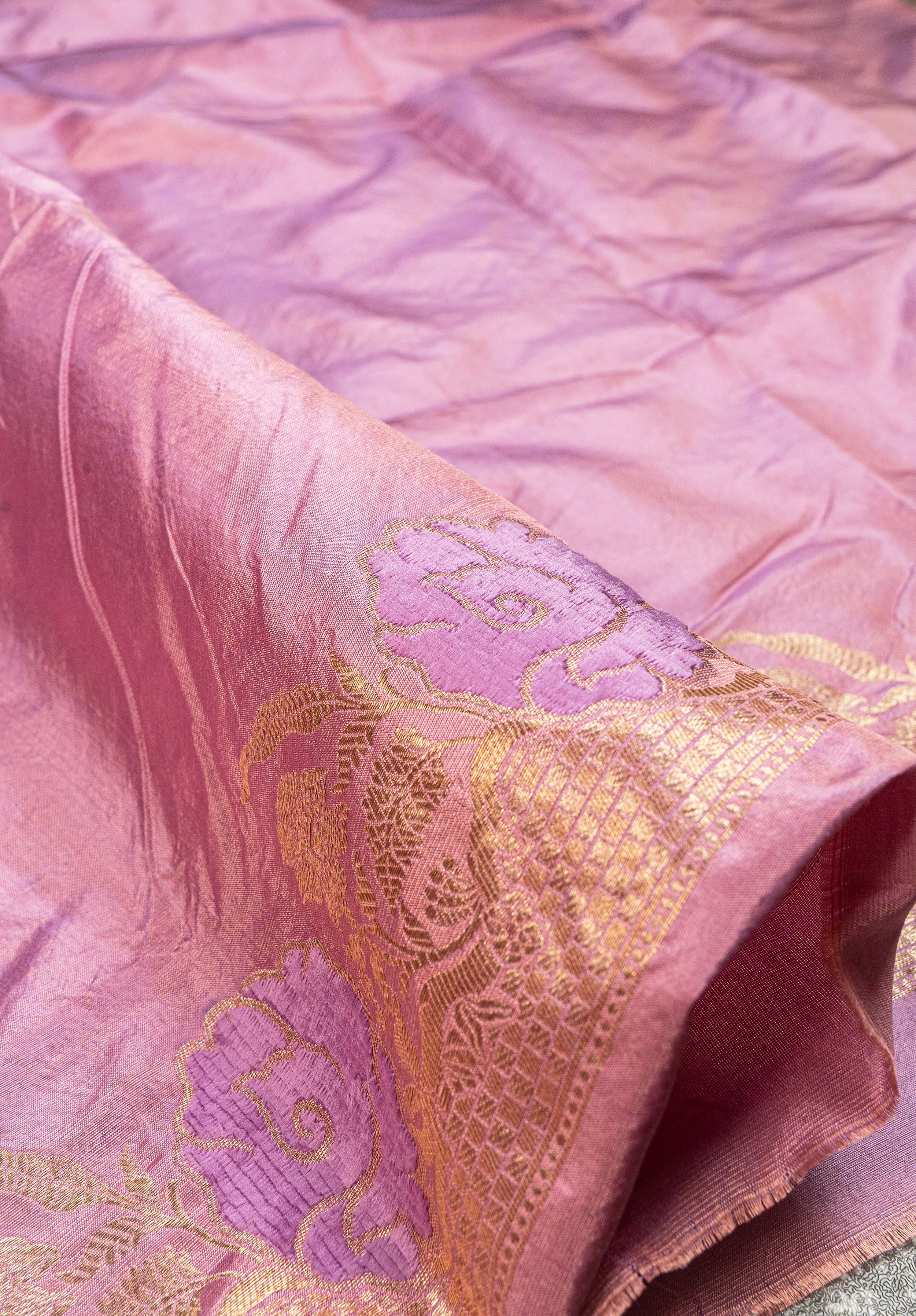 Banarasi Katan Silk Velvet Meena Saree - purple