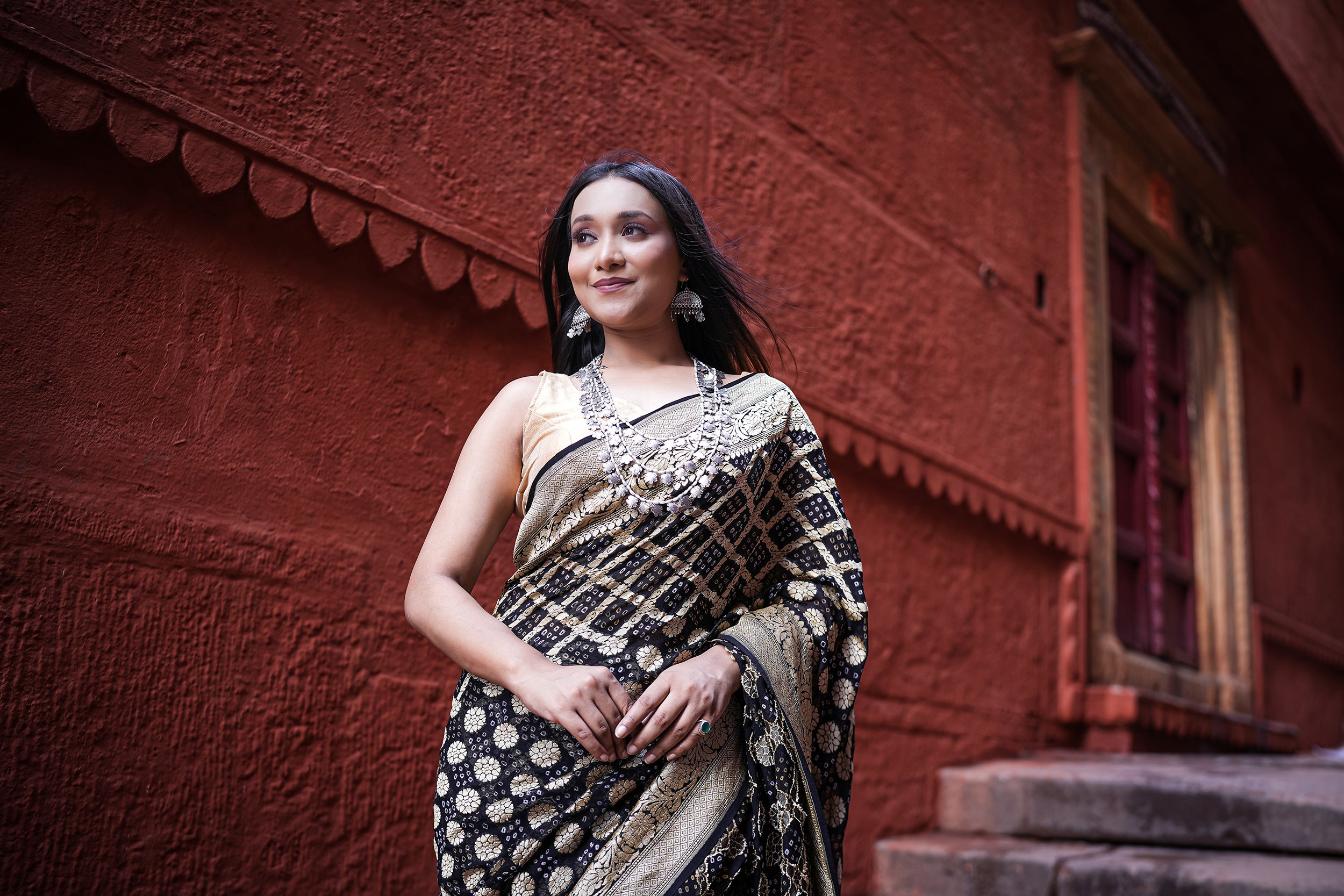 Khaddi Georgette Bandhini Saree