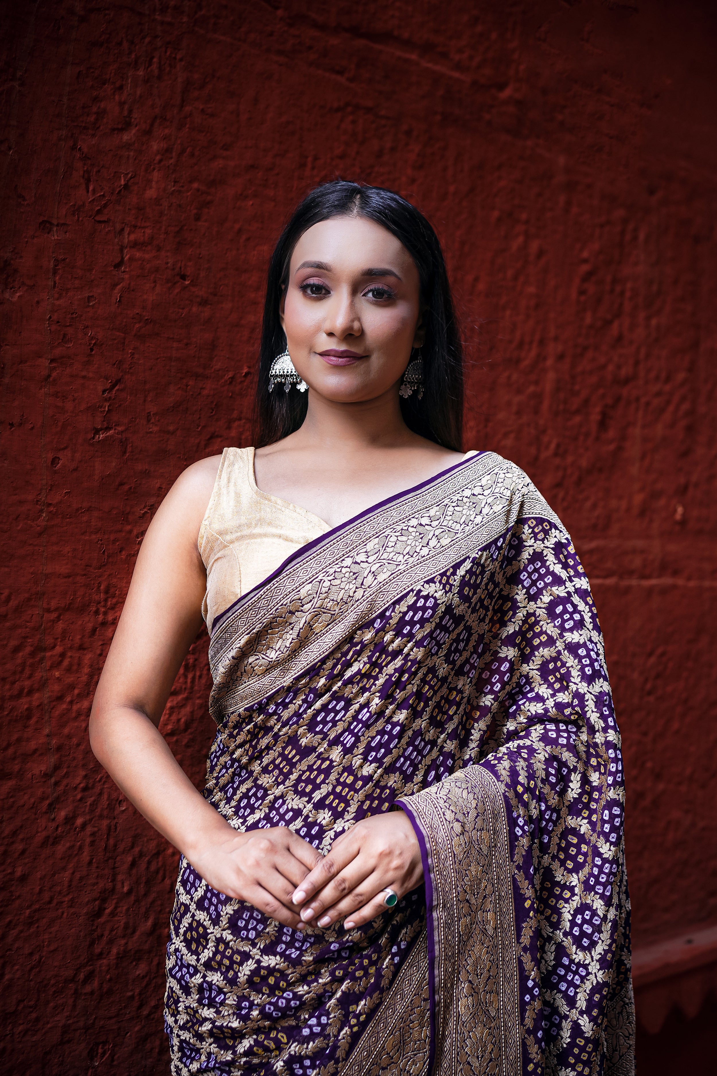 Khaddi Georgette Bandhini Saree