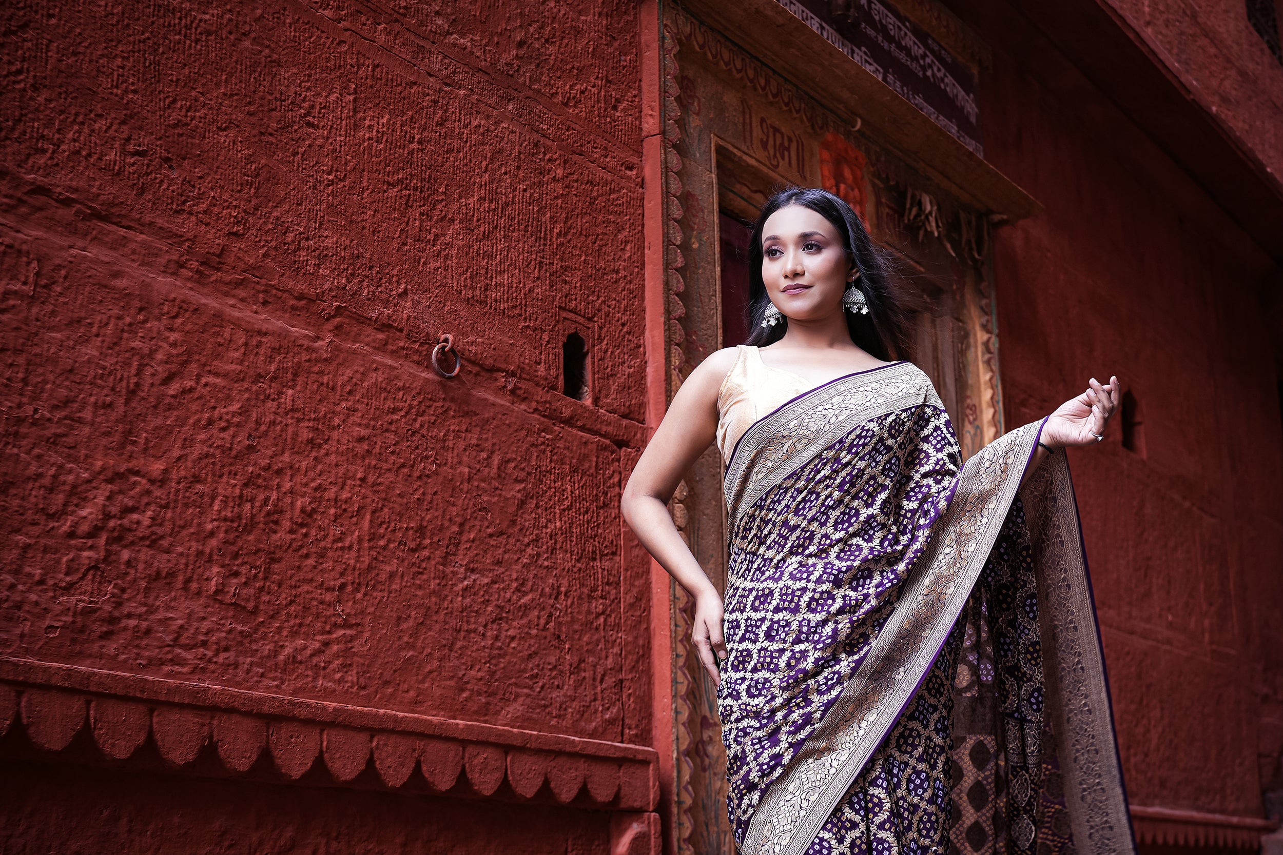 Khaddi Georgette Bandhini Saree