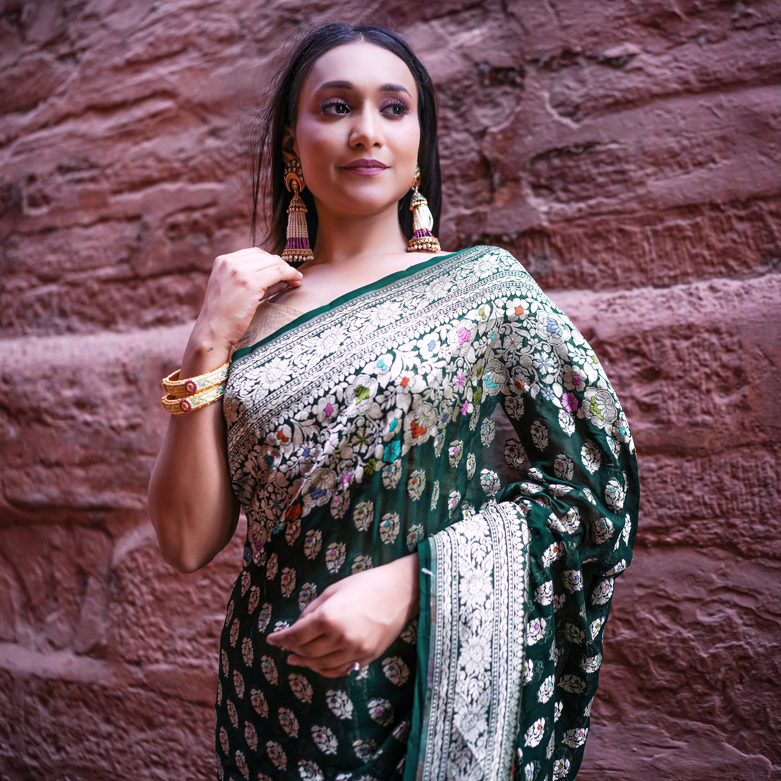 Khaddi Georgette Meenakari Saree