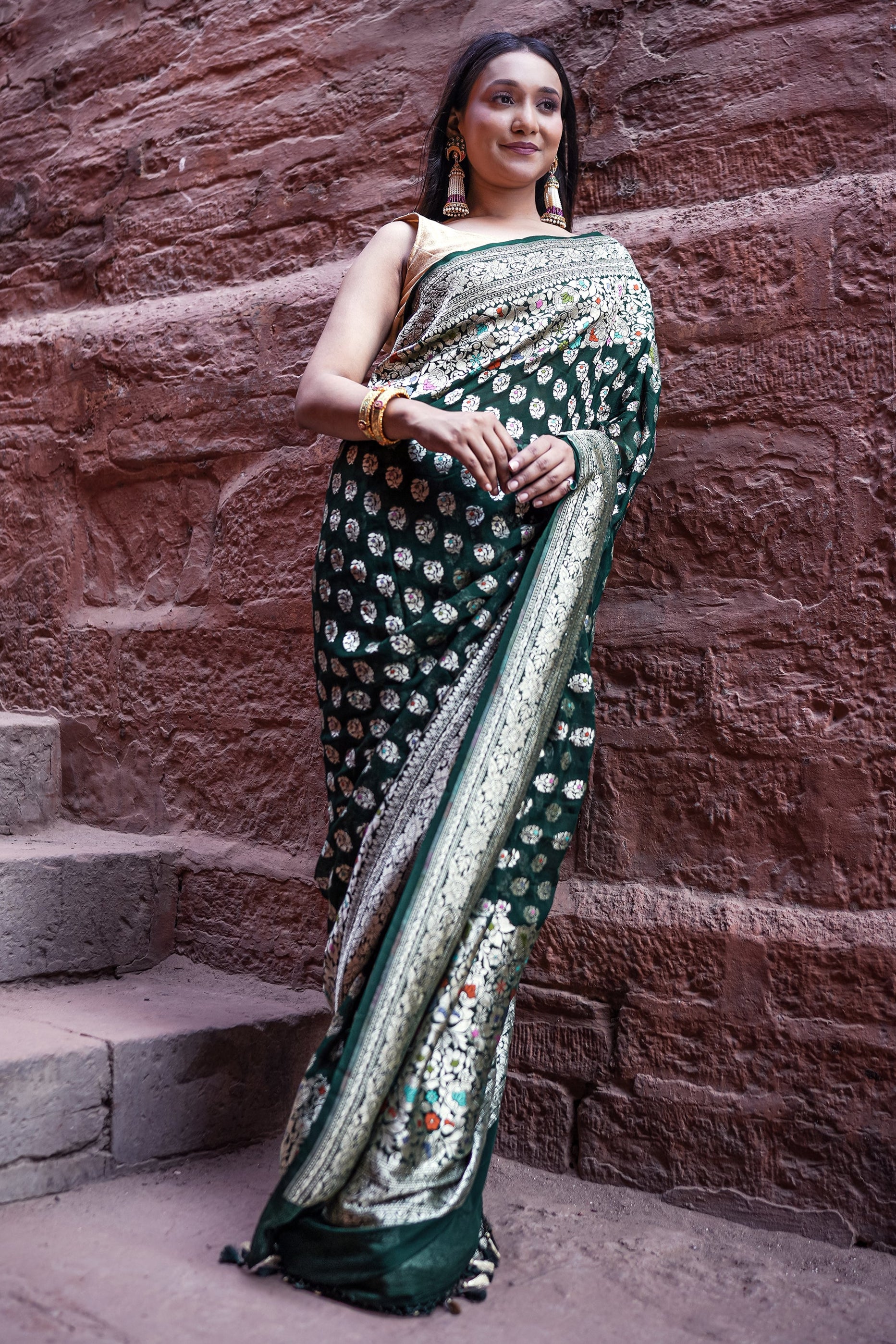 Khaddi Georgette Meenakari Saree