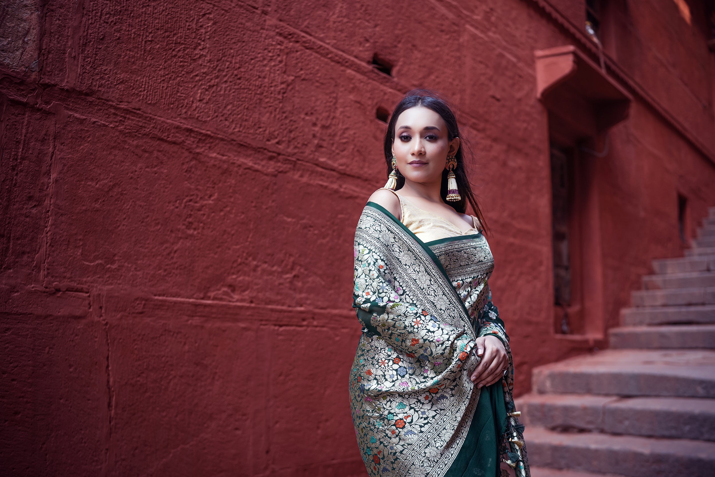 Khaddi Georgette Meenakari Saree