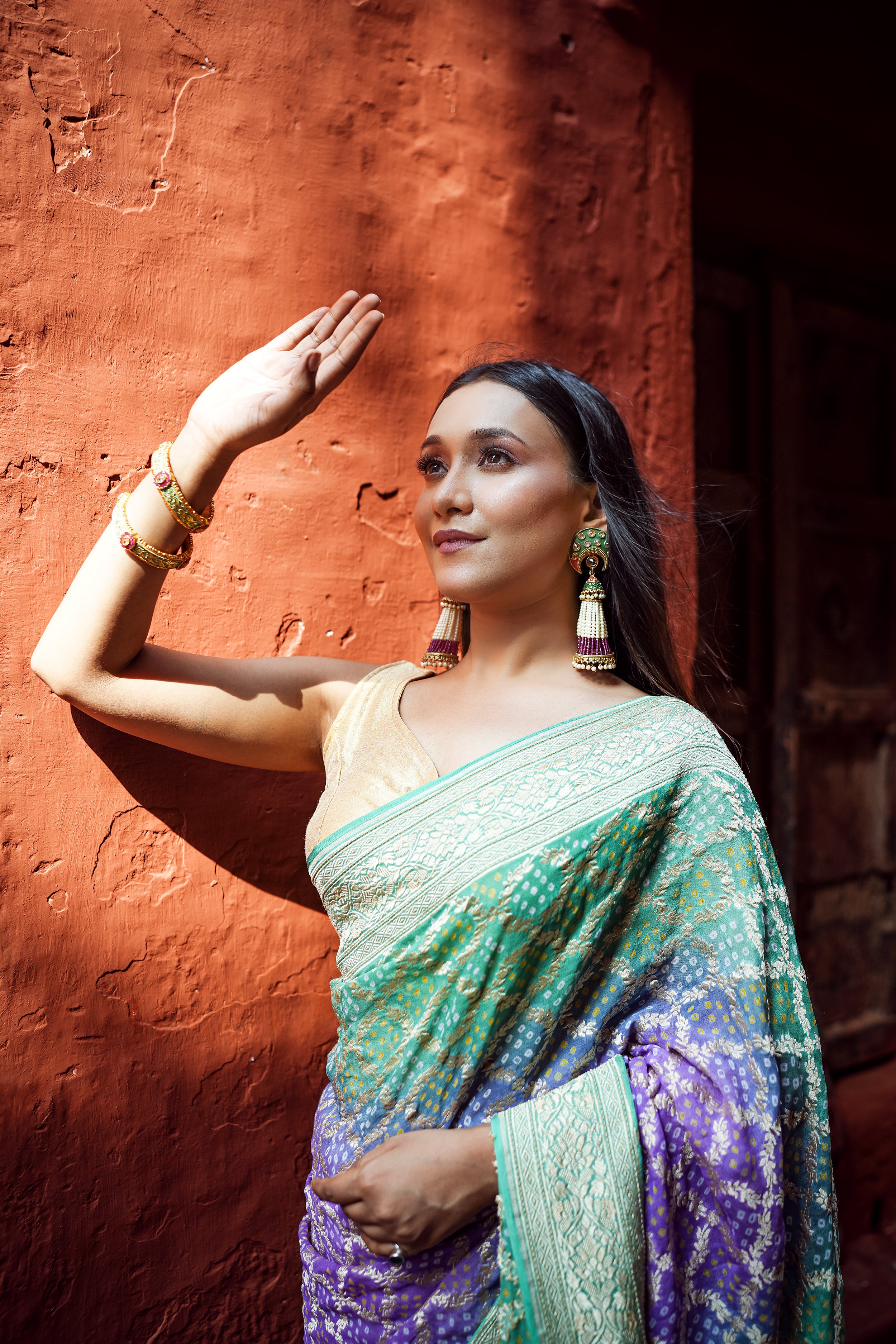 Khaddi Georgette Bandhini Saree