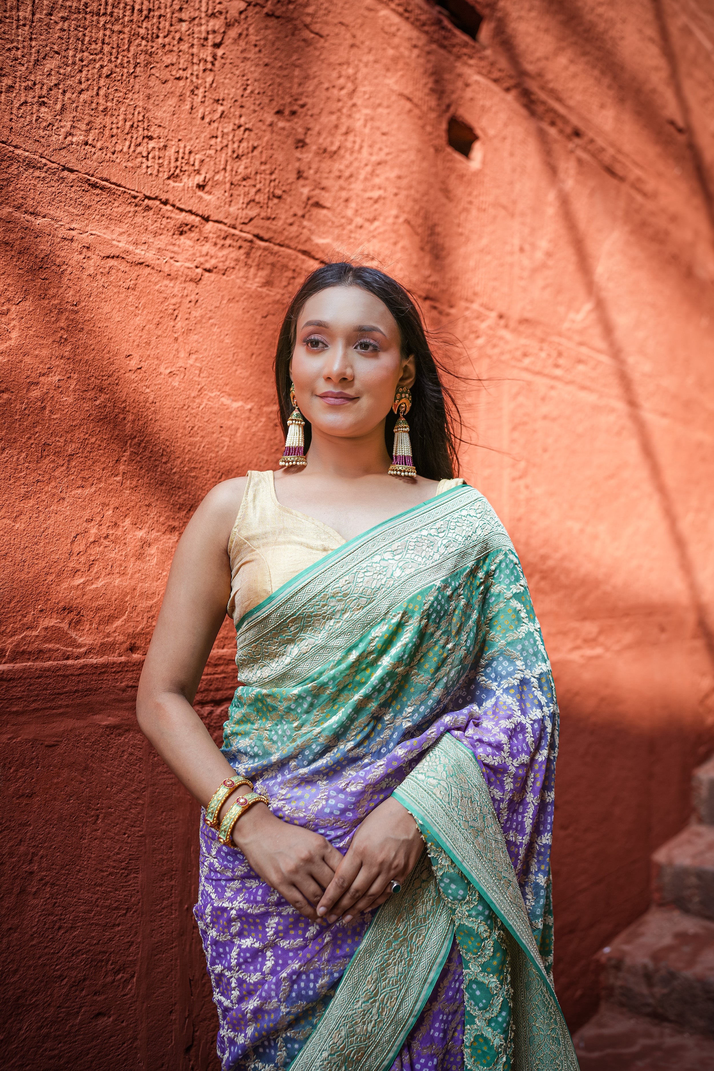 Khaddi Georgette Bandhini Saree