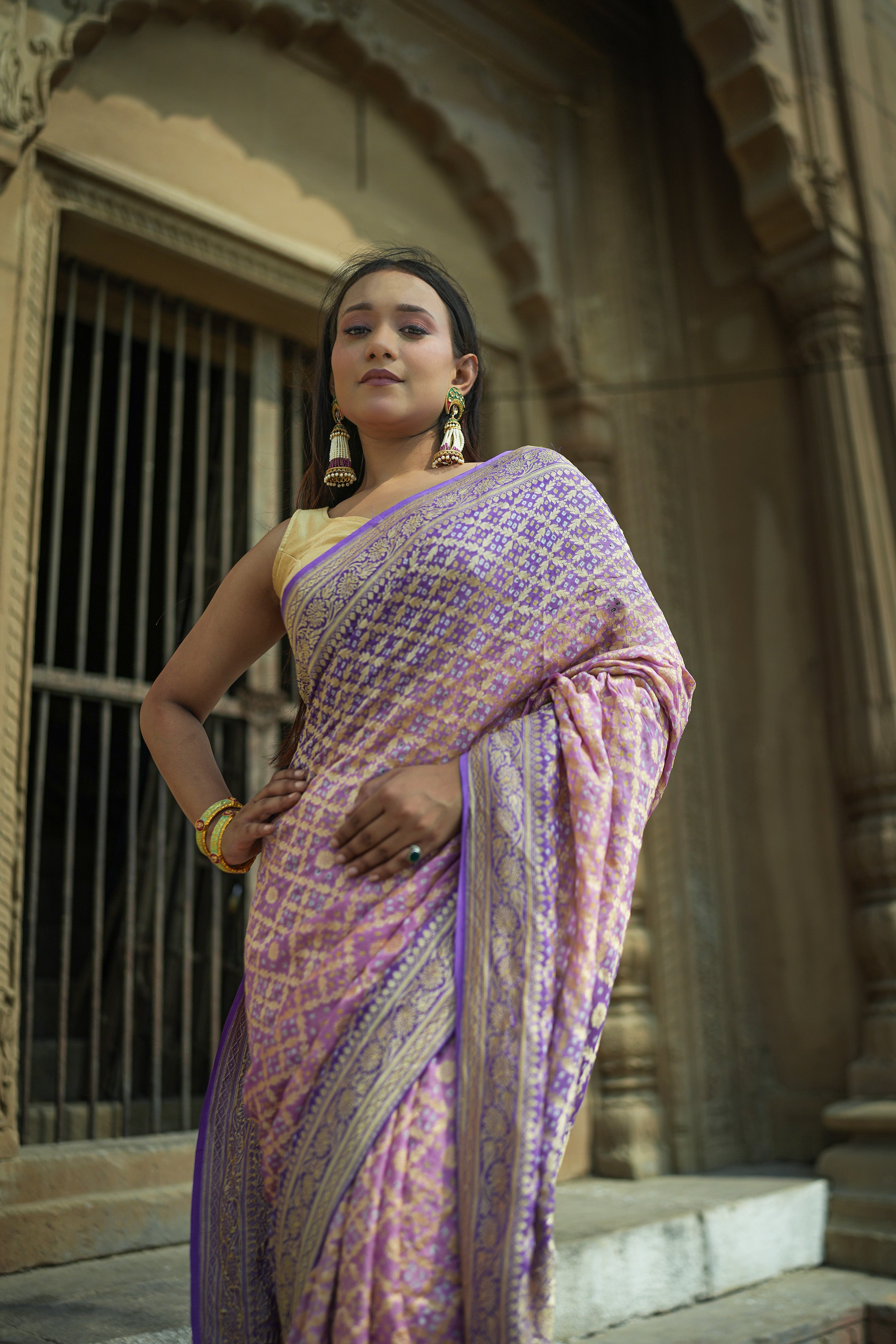 Khaddi Georgette Bandhini Saree