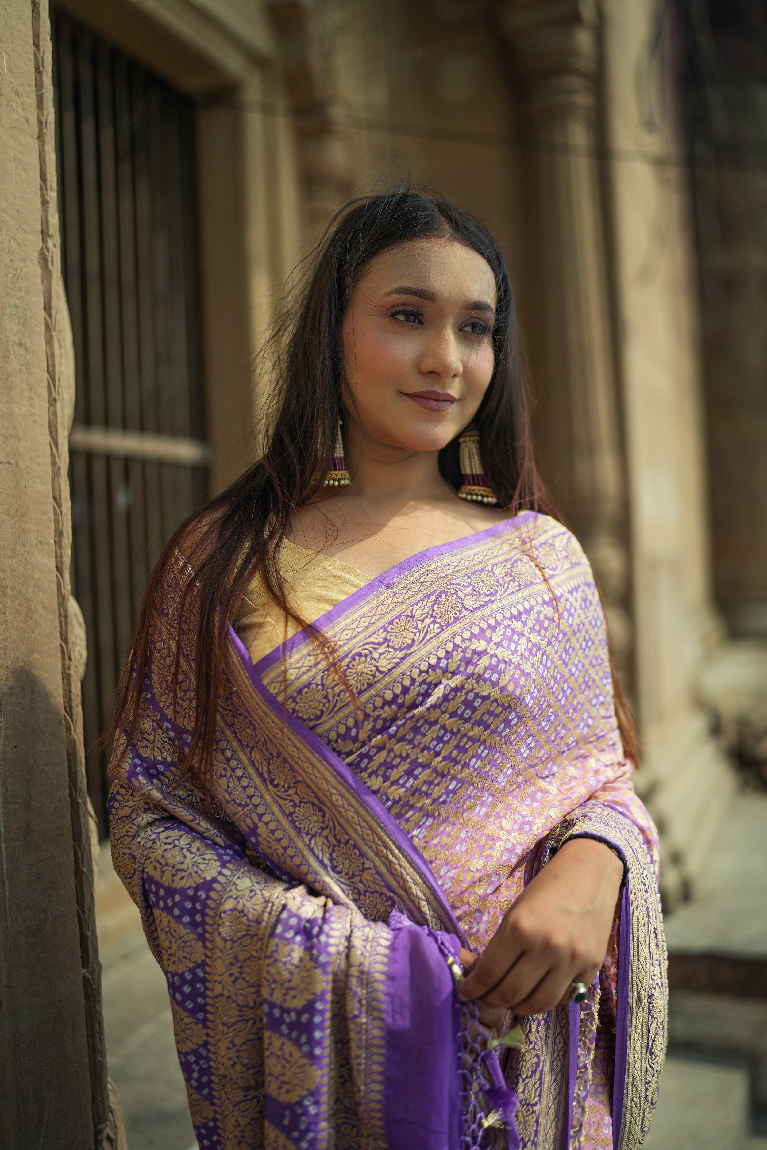 Khaddi Georgette Bandhini Saree