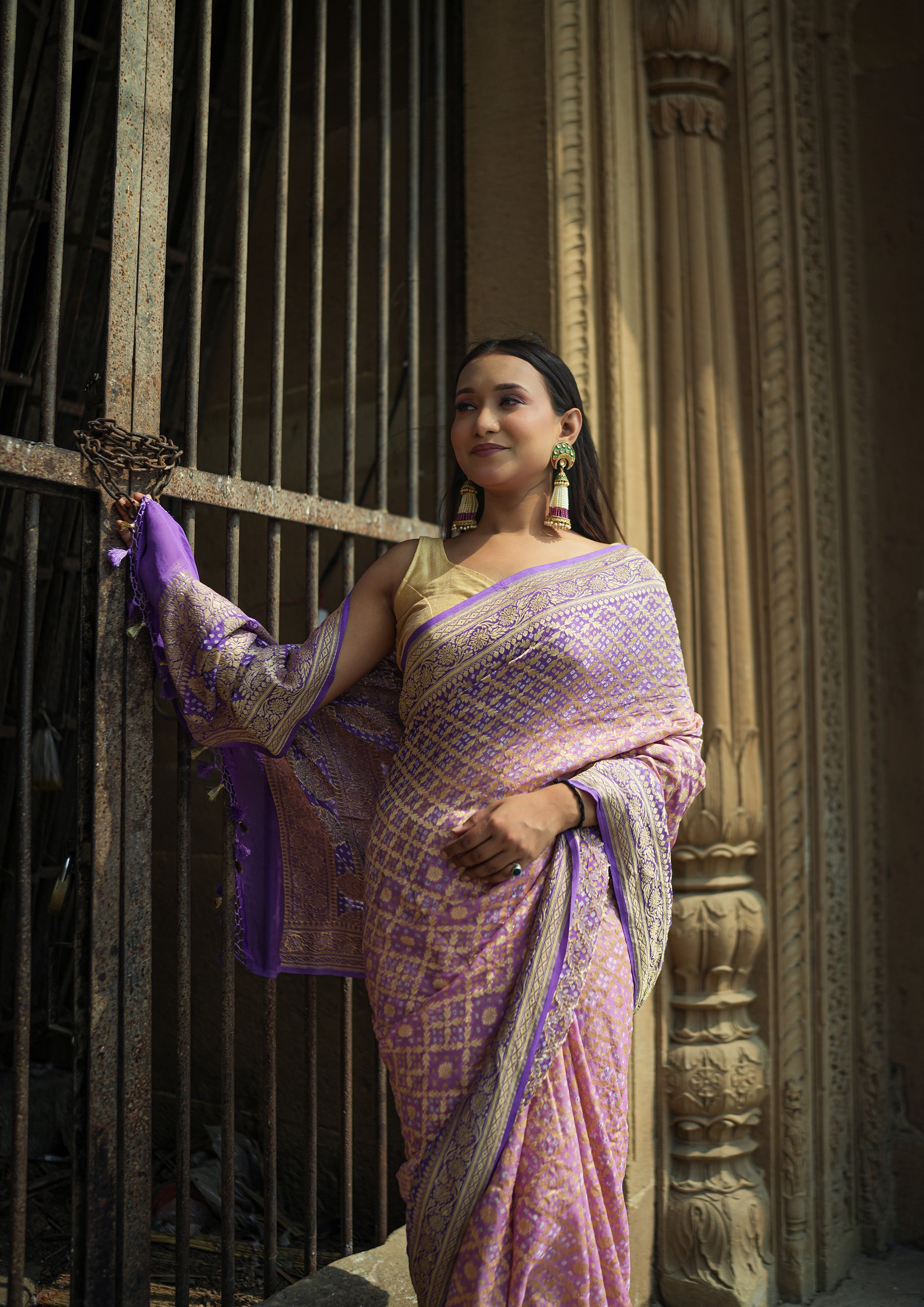 Khaddi Georgette Bandhini Saree