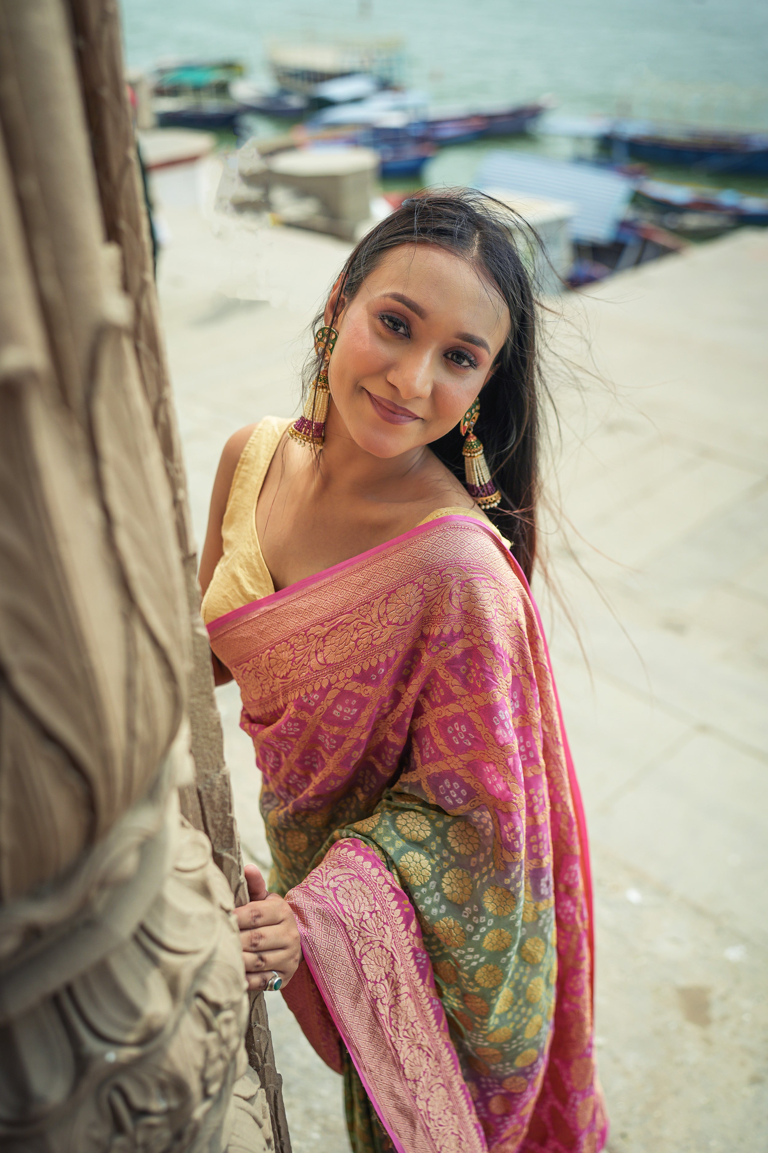 Khaddi Georgette Bandhini Saree