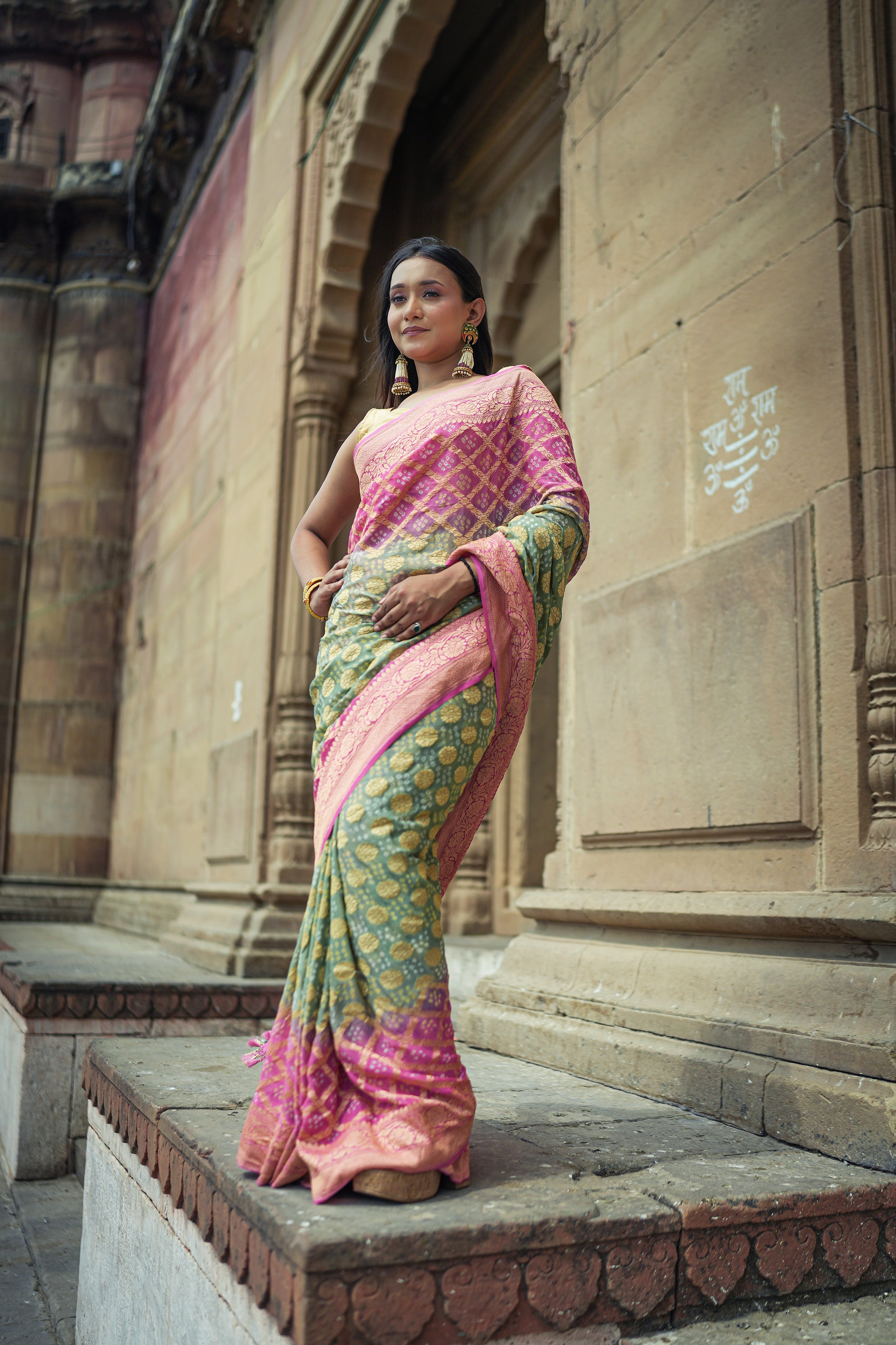 Khaddi Georgette Bandhini Saree