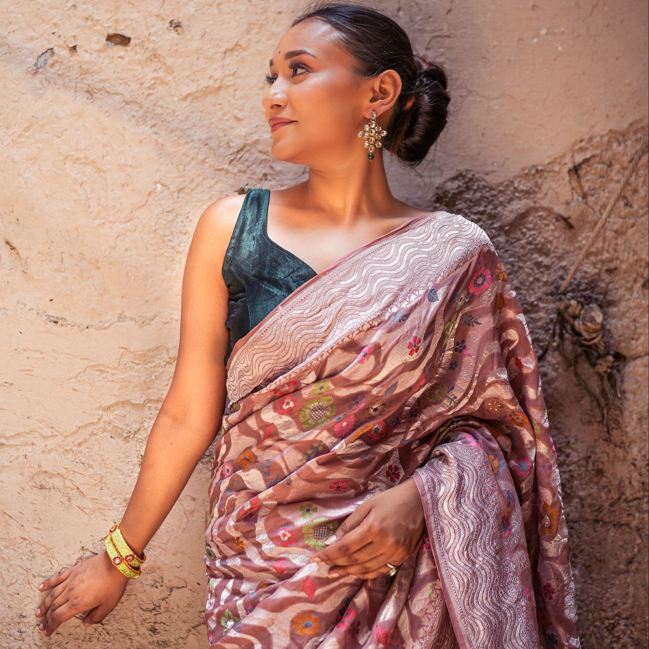 Khaddi Georgette Tilfi Meenakari Saree