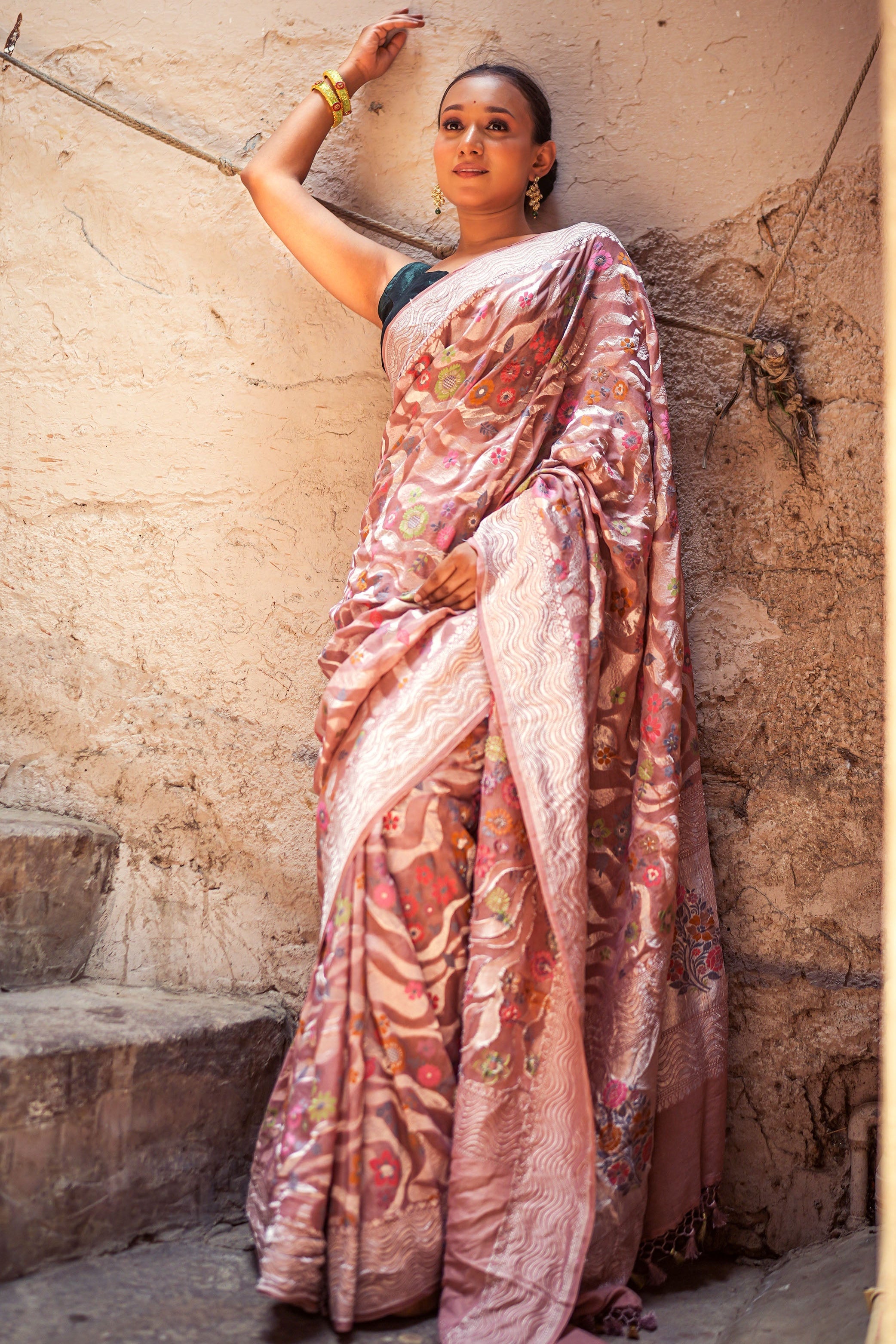 Khaddi Georgette Tilfi Meenakari Saree