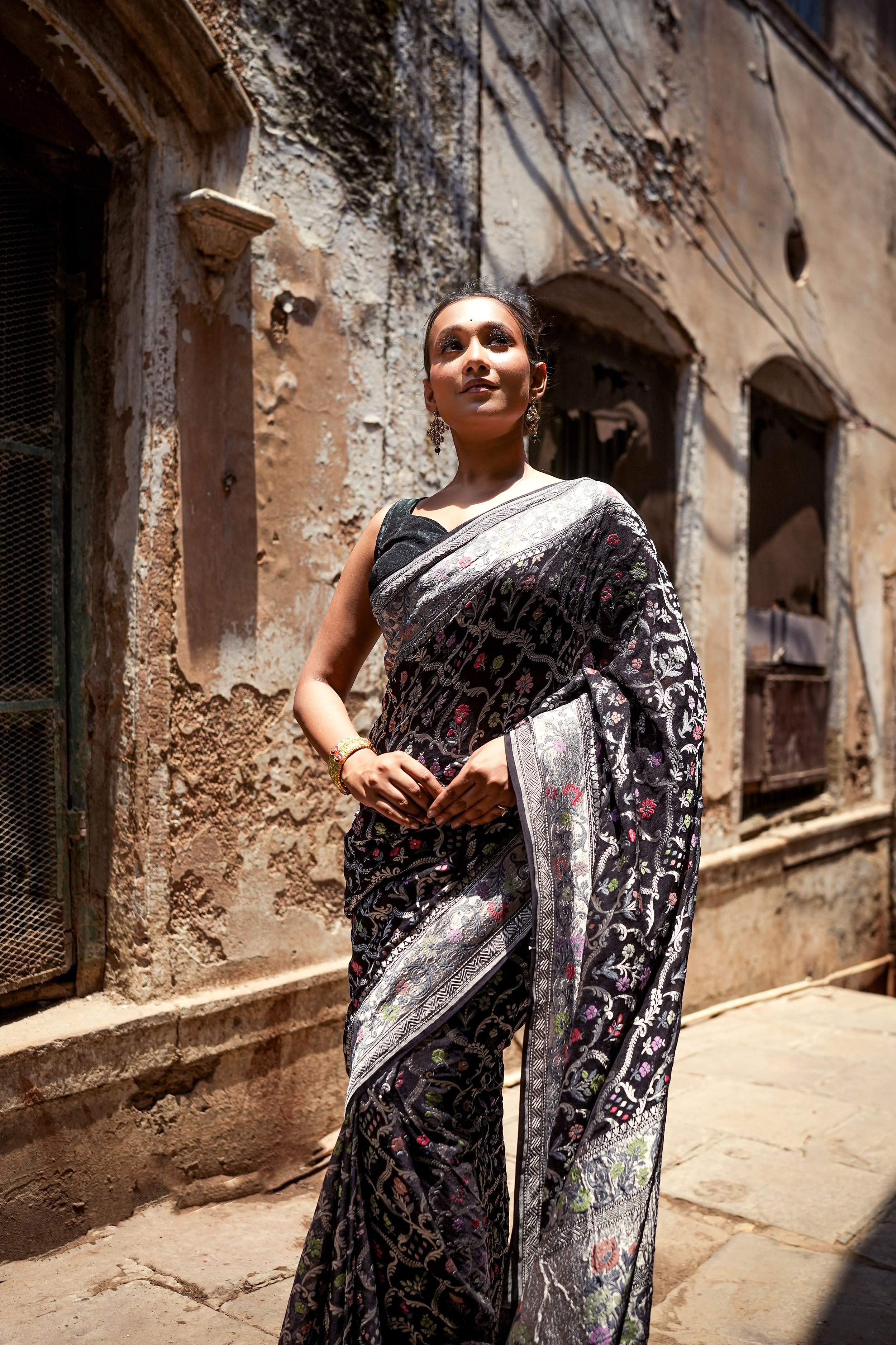 Khaddi Georgette Tilfi Meenakari Saree