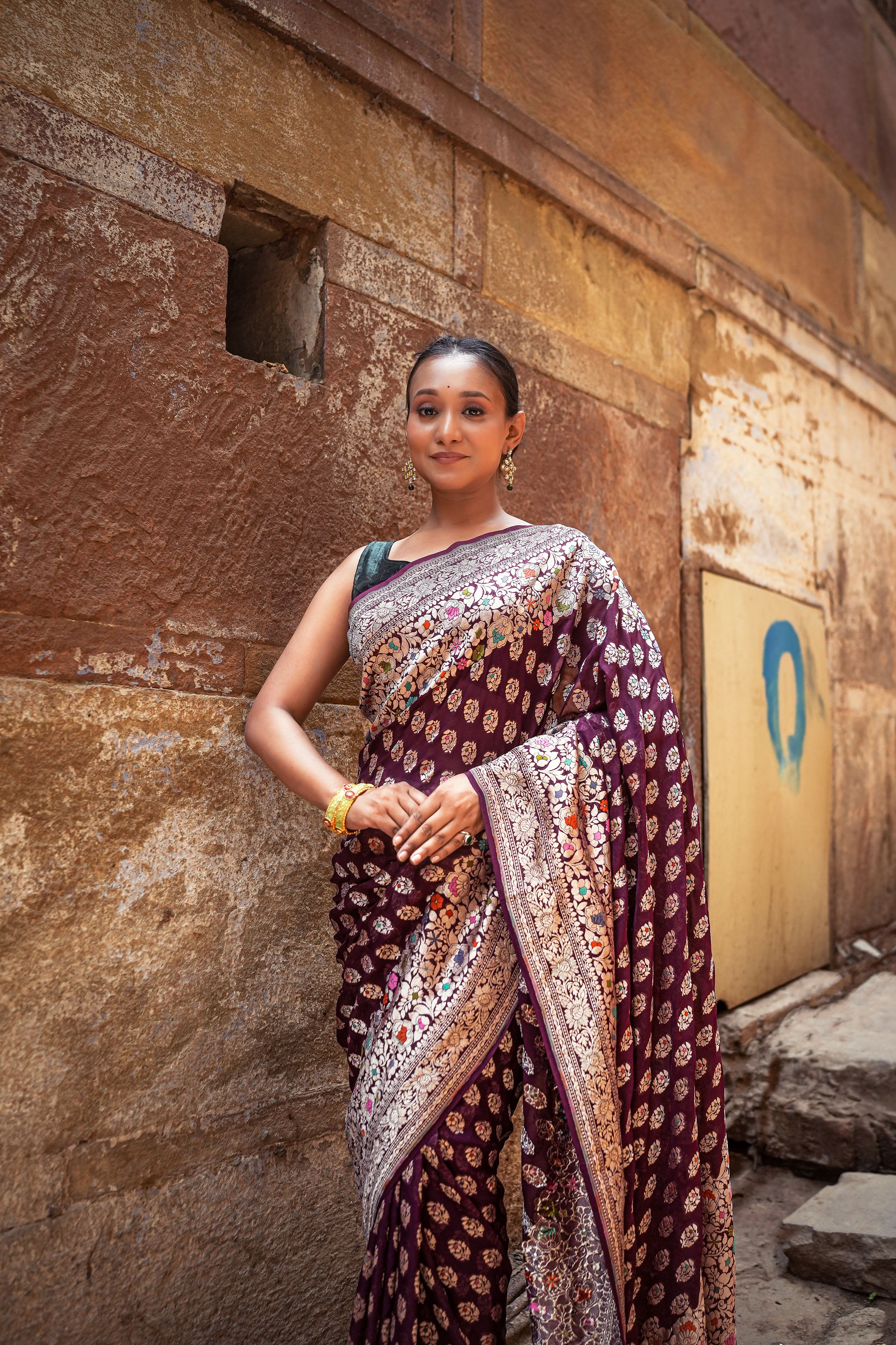 Khaddi Georgette Meenakari Saree