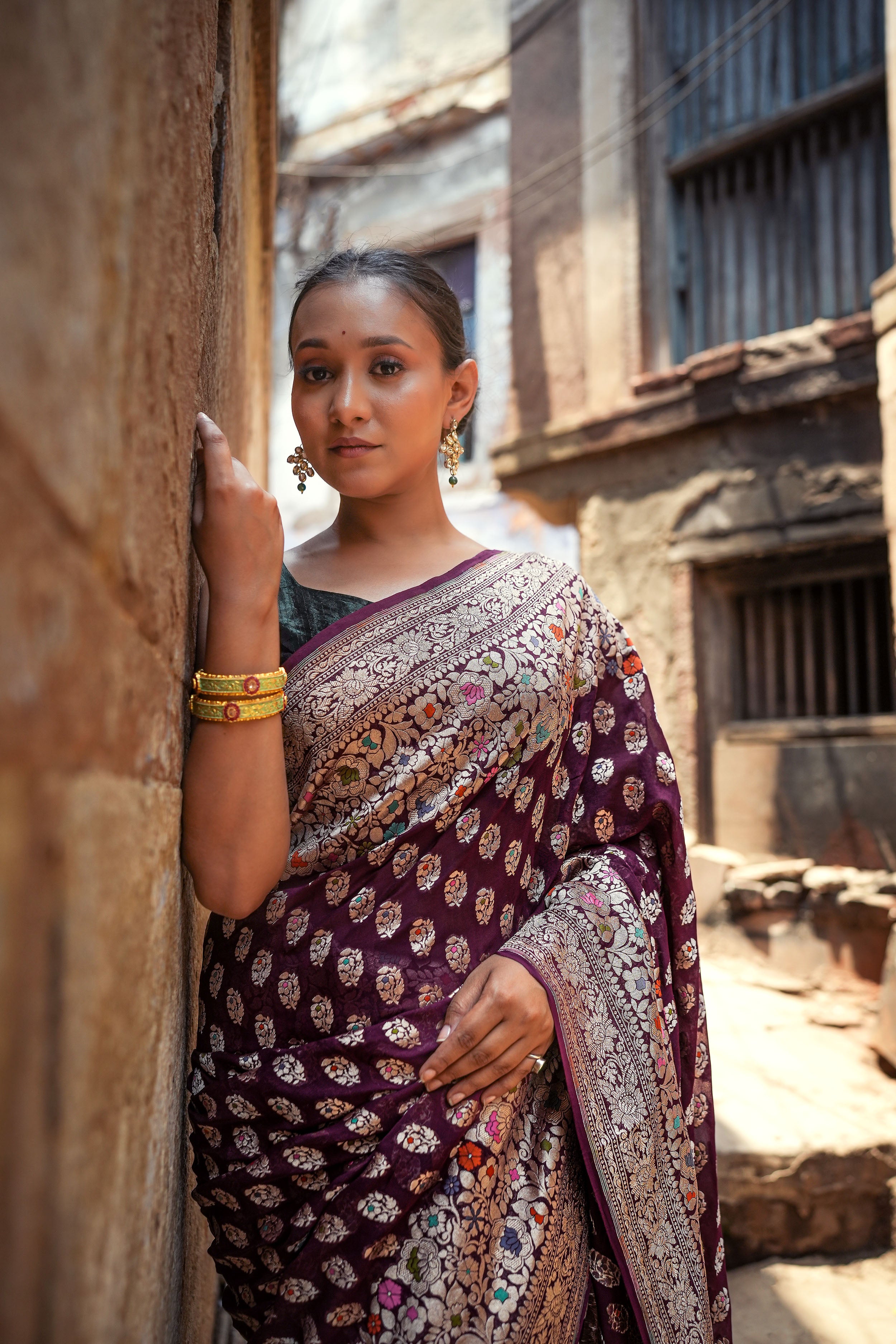 Khaddi Georgette Meenakari Saree