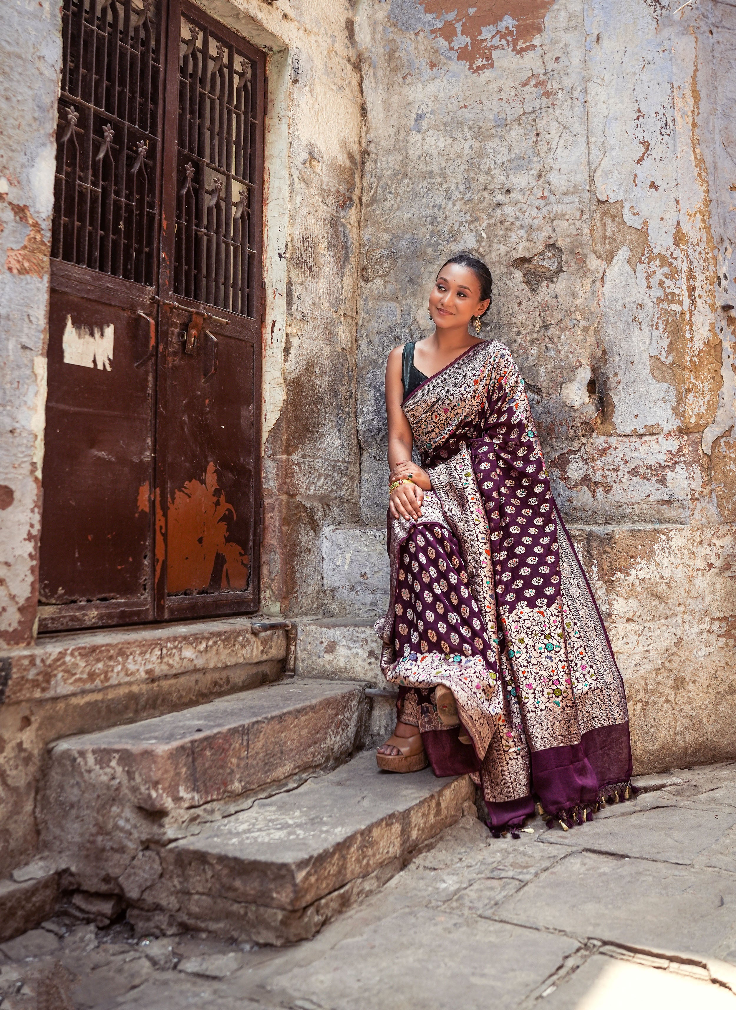 Khaddi Georgette Meenakari Saree