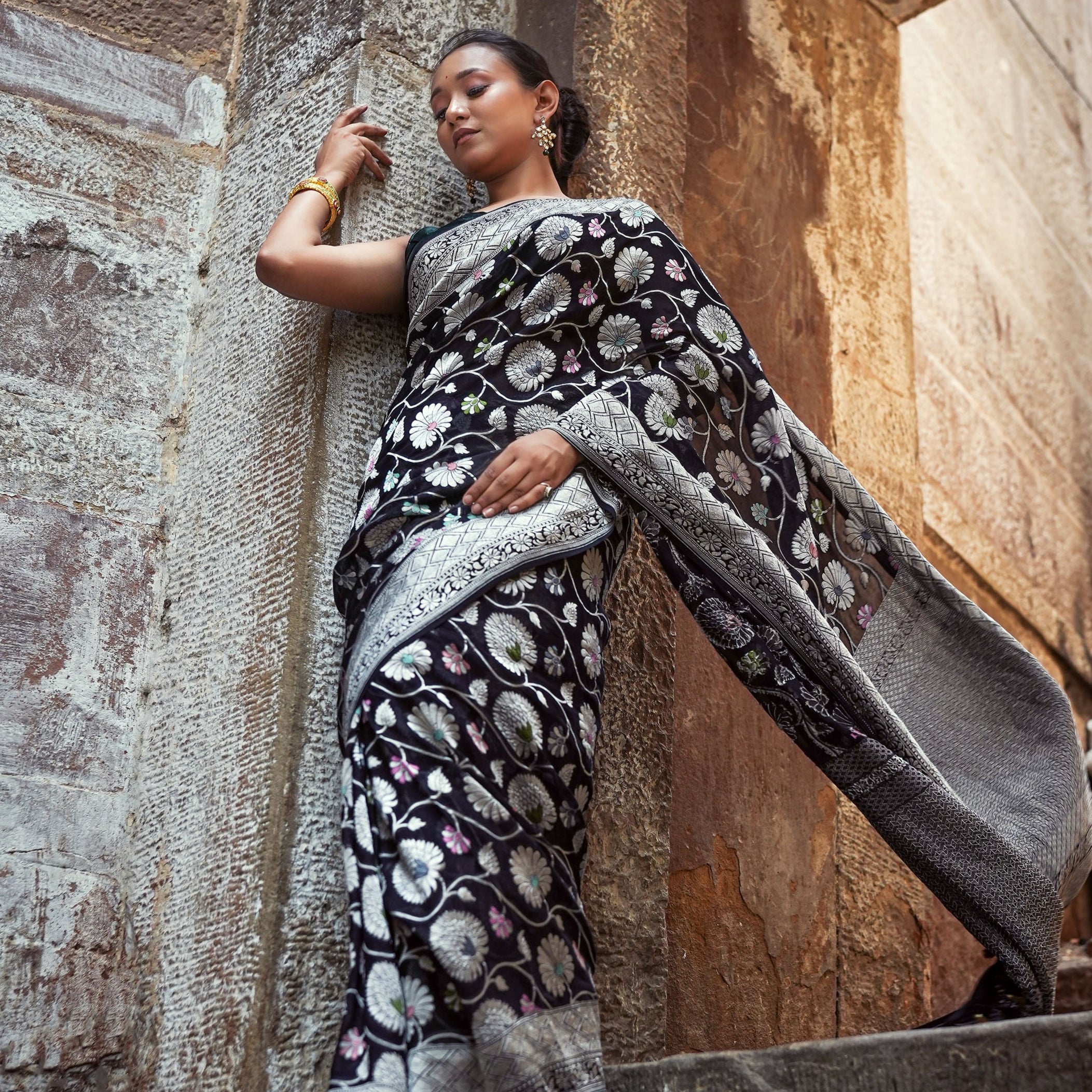 Khaddi Georgette Meenakari Saree