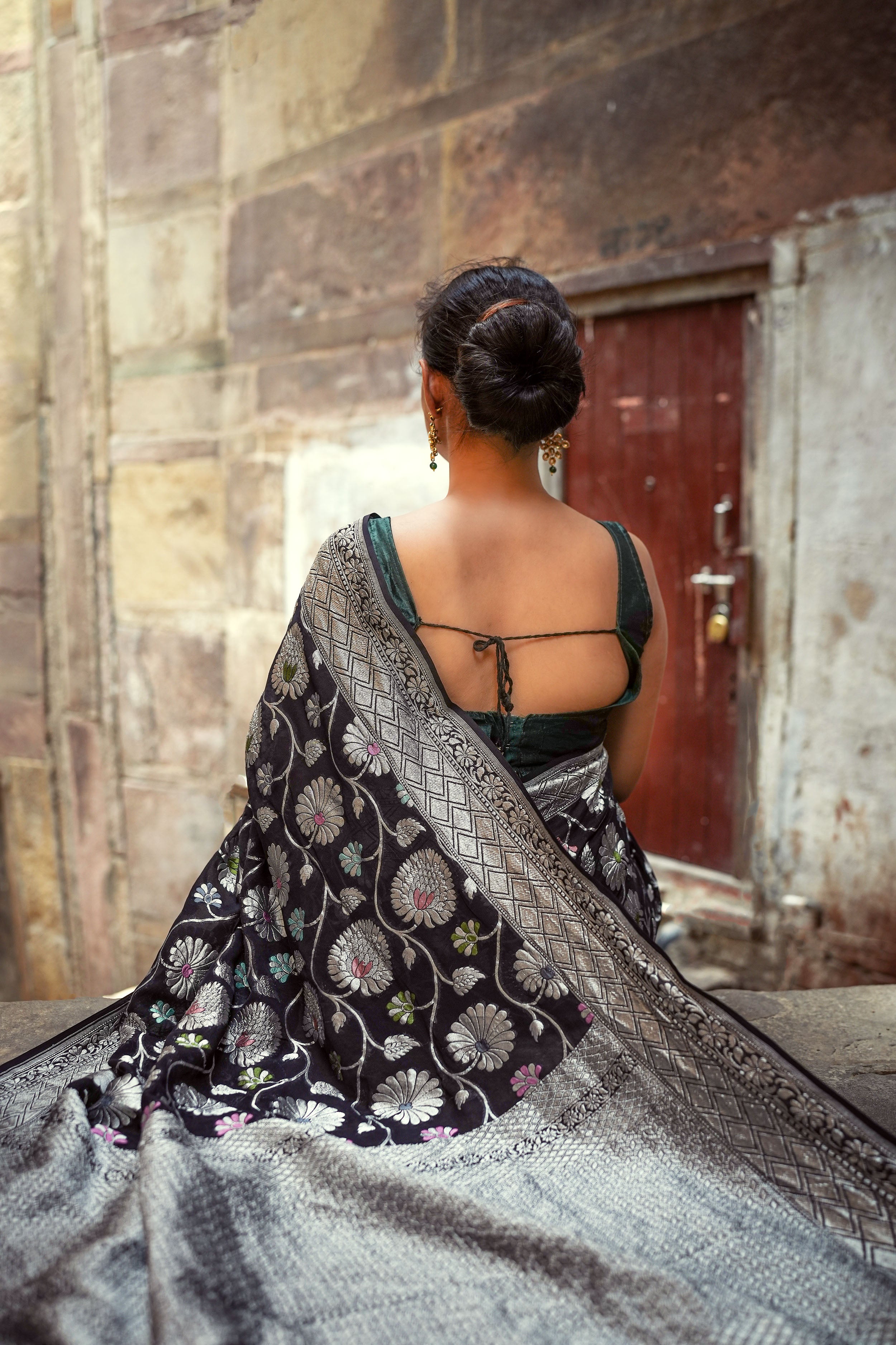 Khaddi Georgette Meenakari Saree