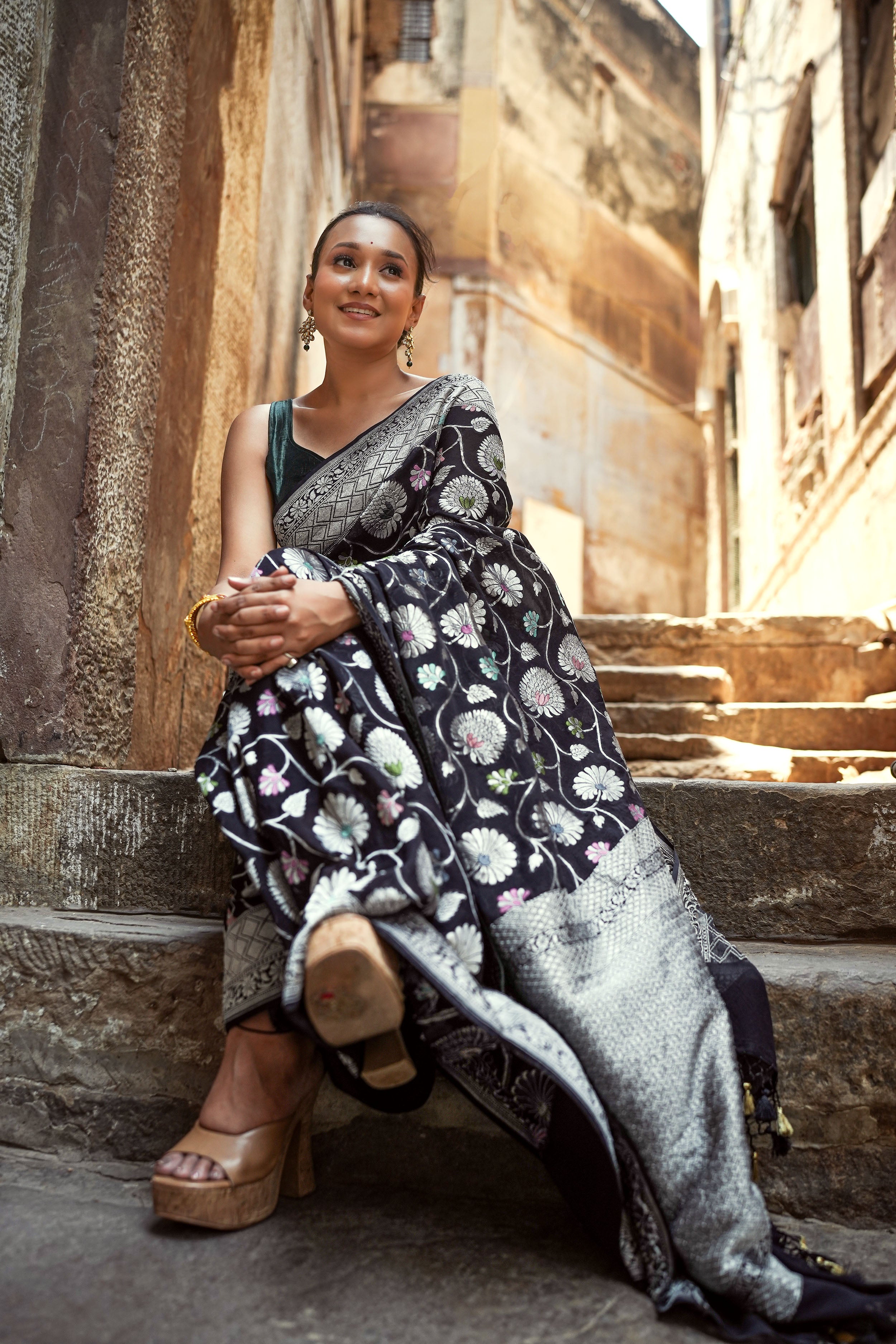 Khaddi Georgette Meenakari Saree