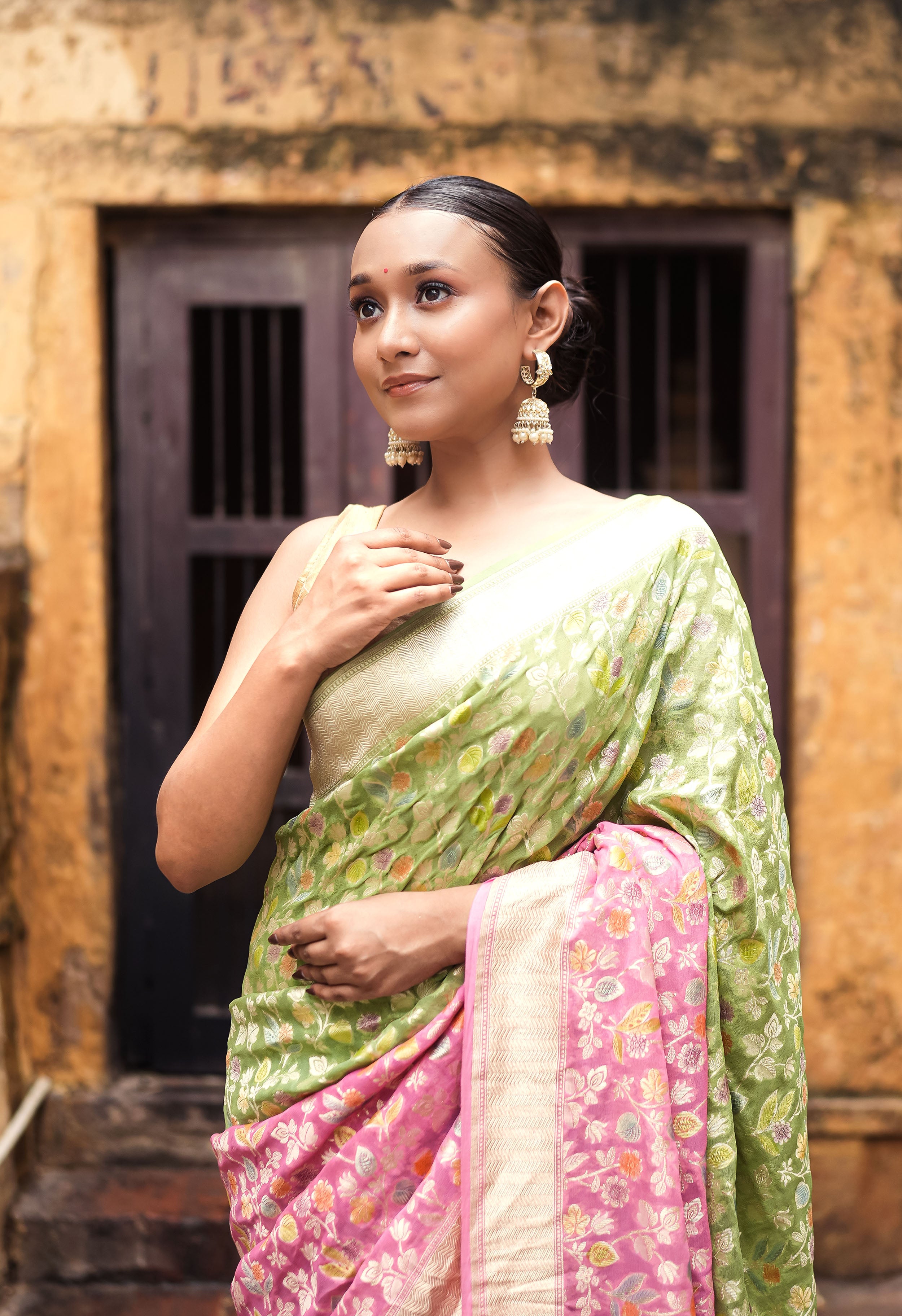 Khaddi Georgette Meenakari Saree