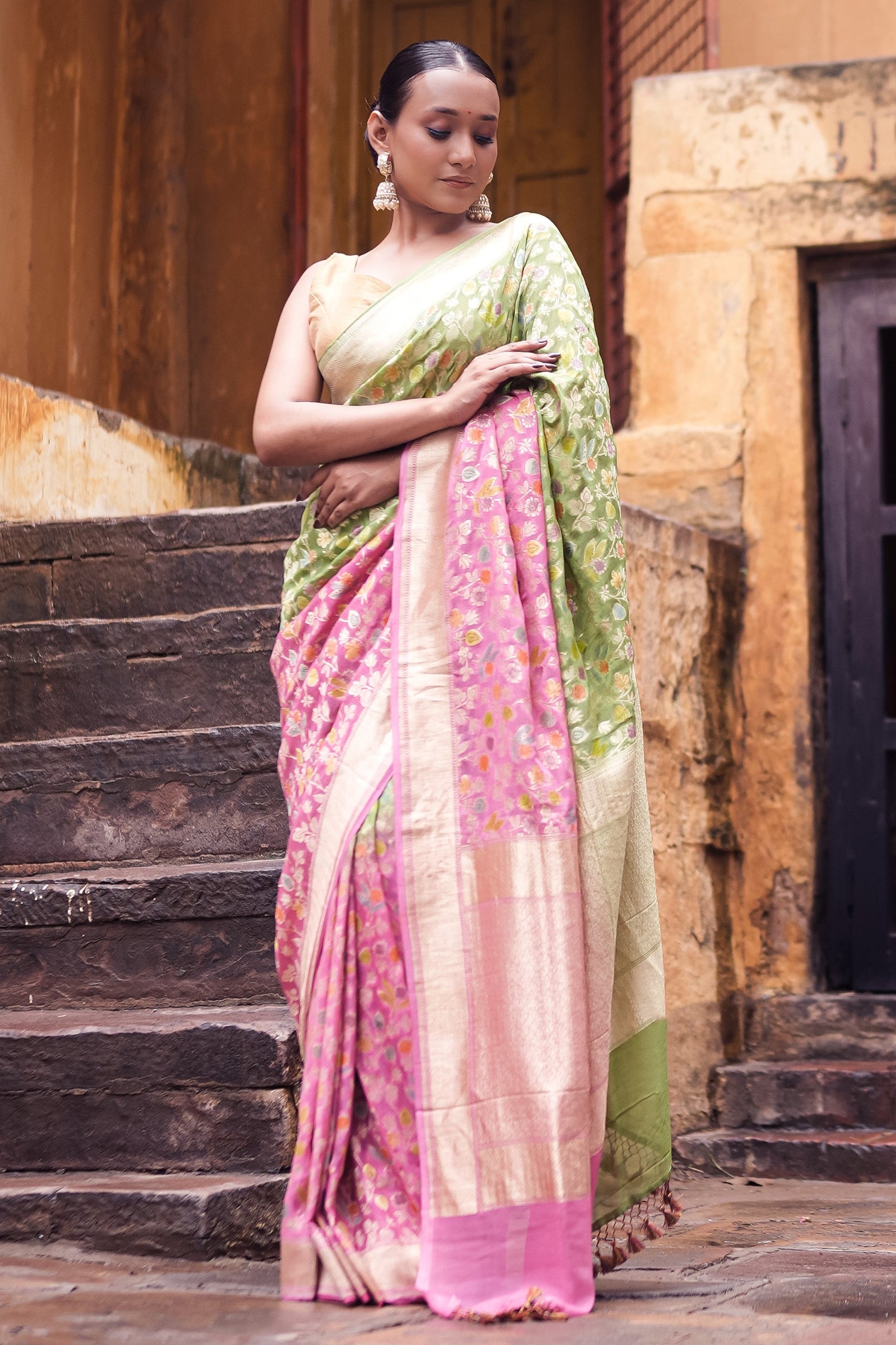 Khaddi Georgette Meenakari Saree
