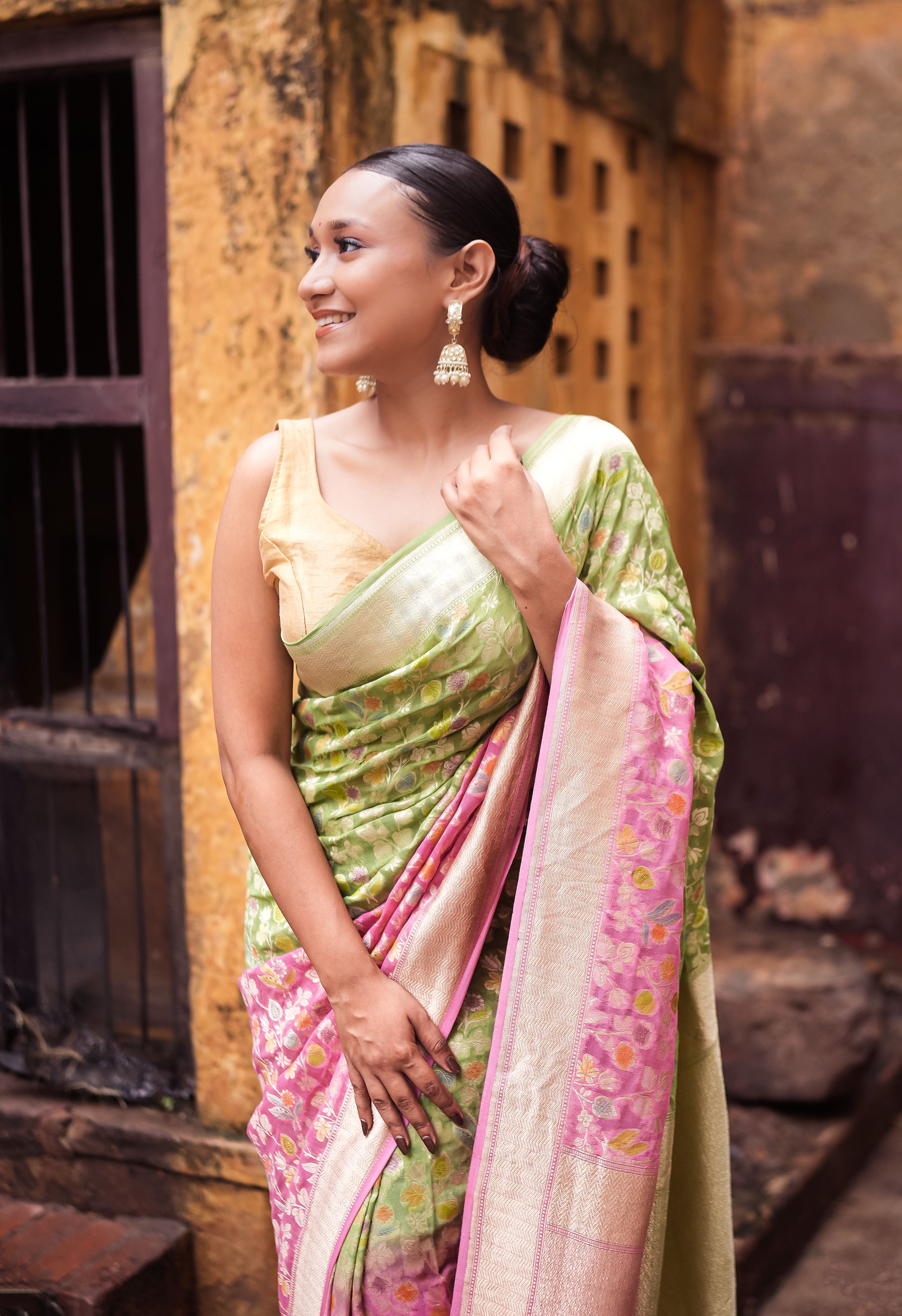 Khaddi Georgette Meenakari Saree