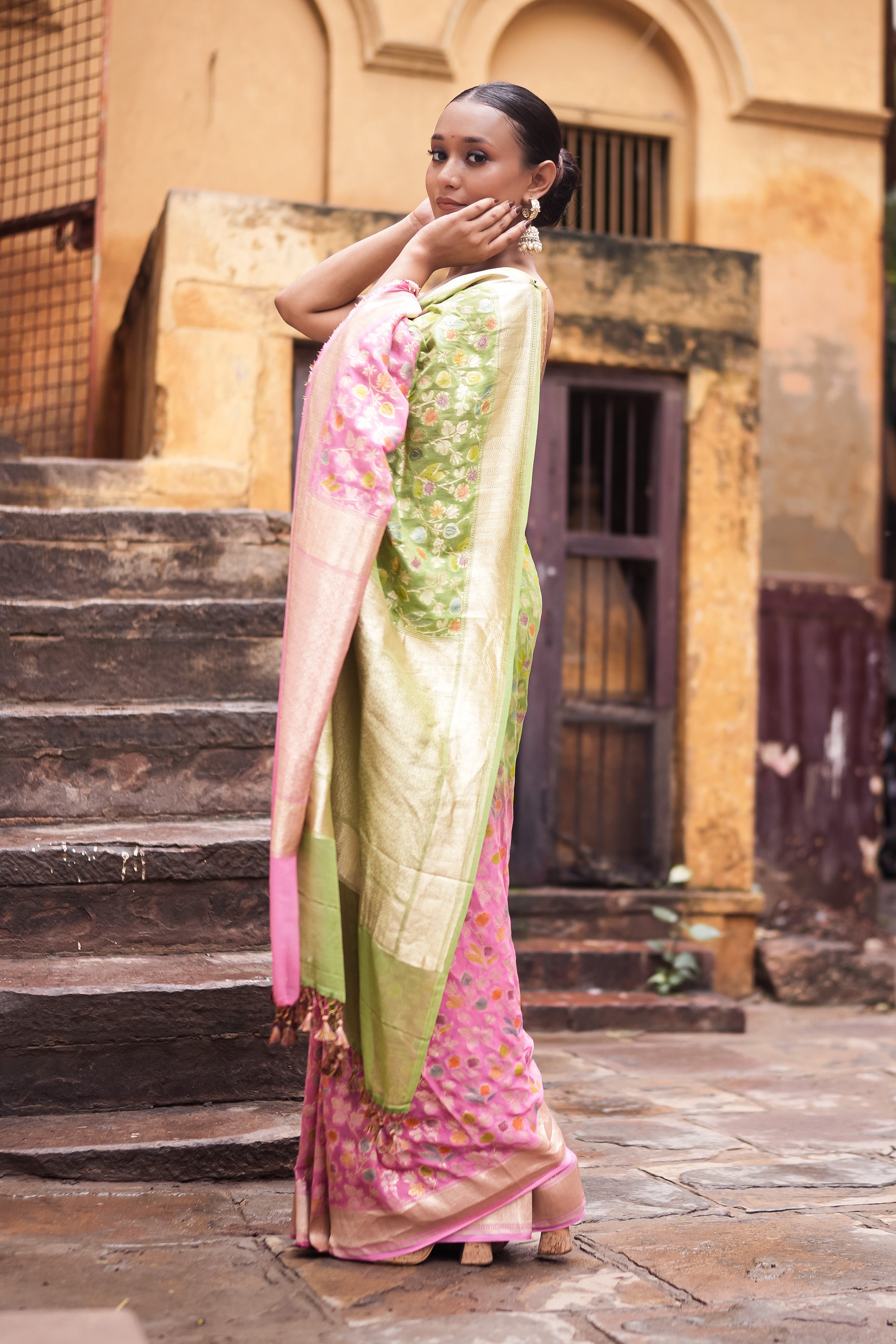 Khaddi Georgette Meenakari Saree