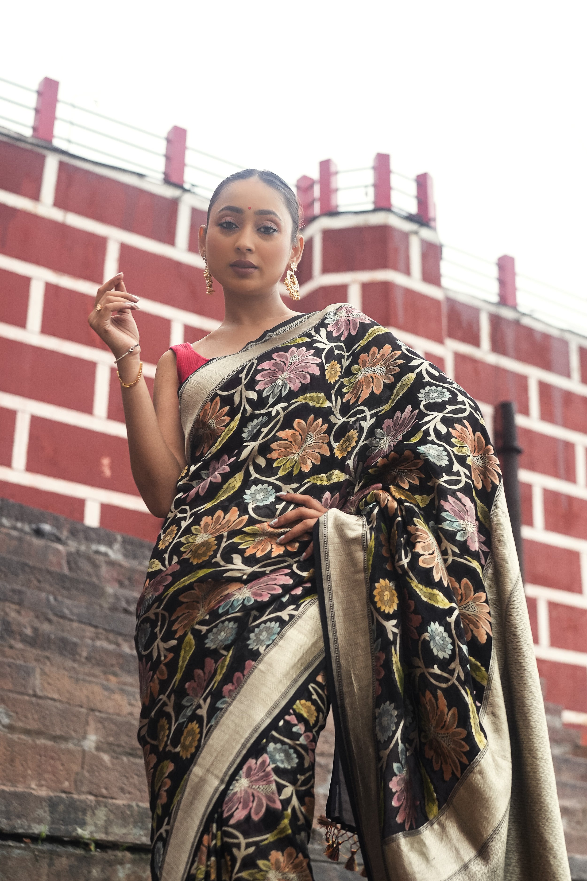 Khaddi Georgette Meenakari Saree