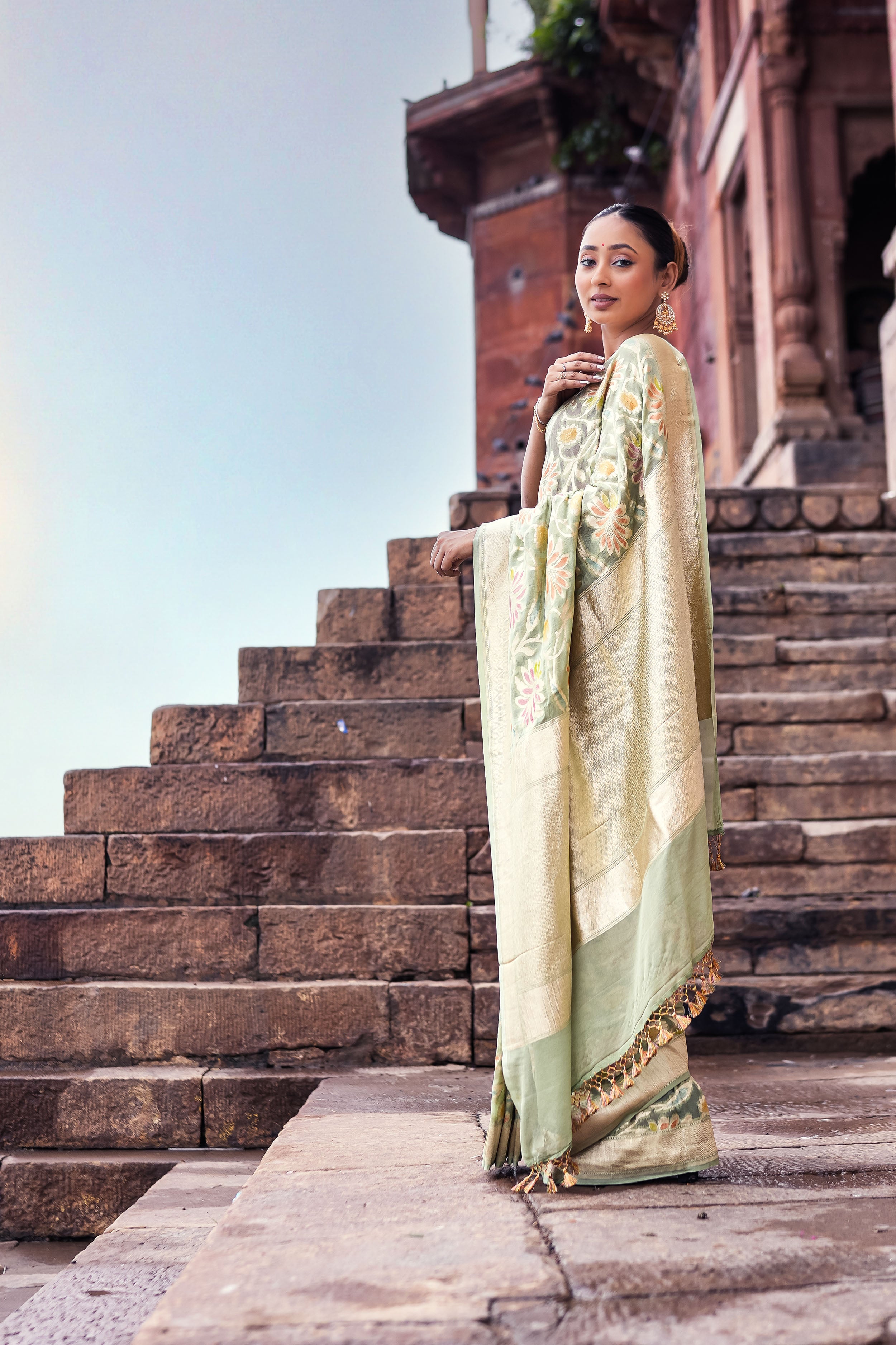 Khaddi Georgette Meenakari Saree