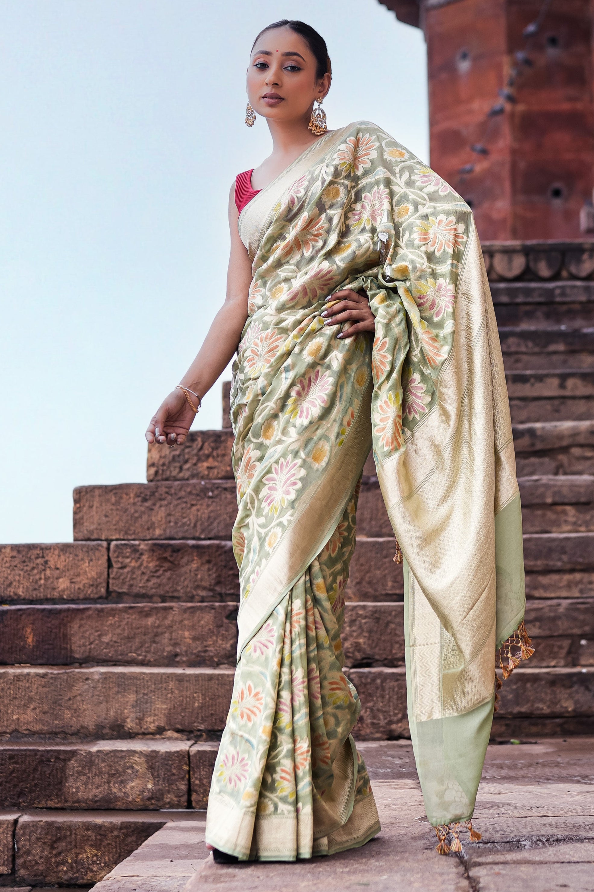 Khaddi Georgette Meenakari Saree