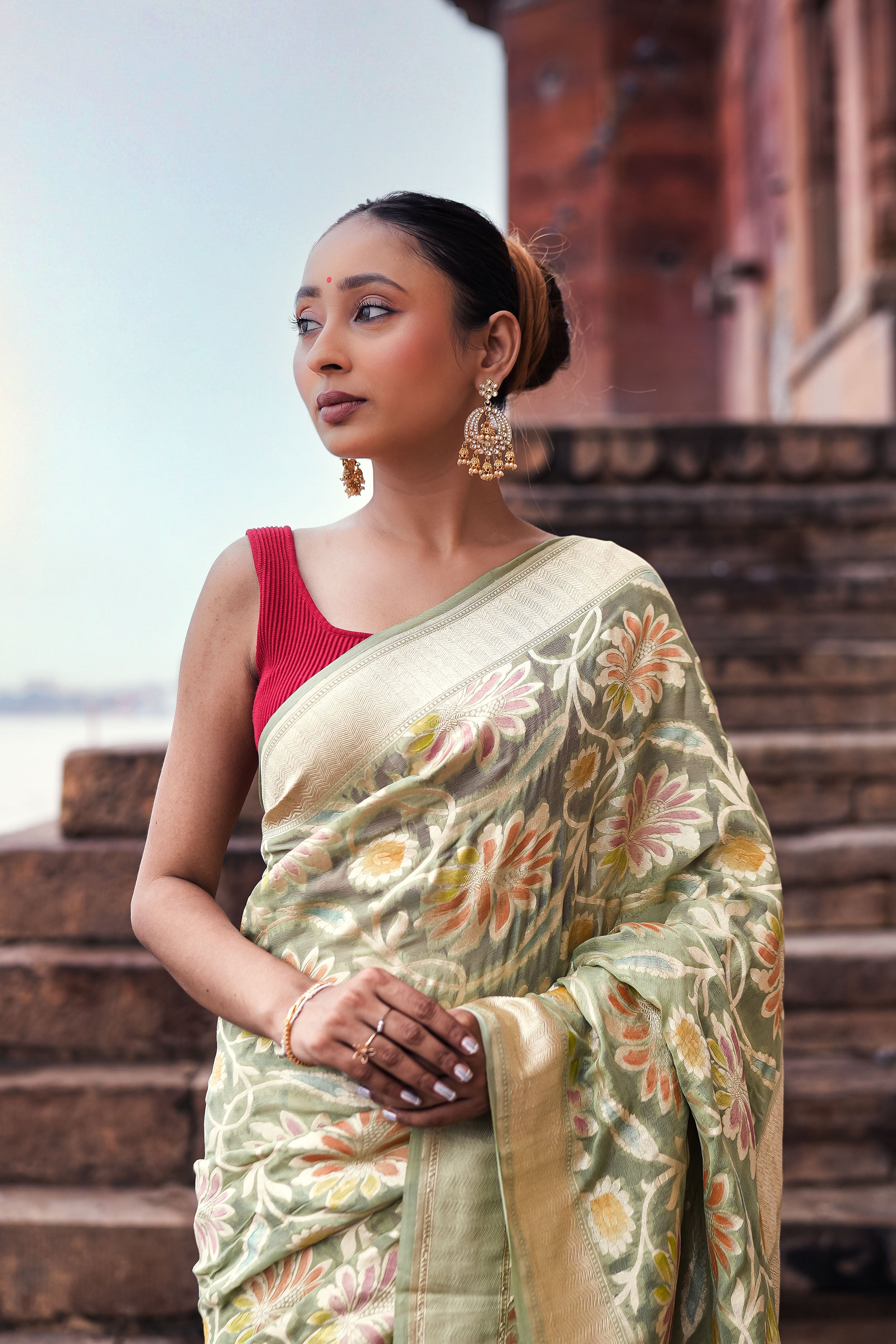 Khaddi Georgette Meenakari Saree