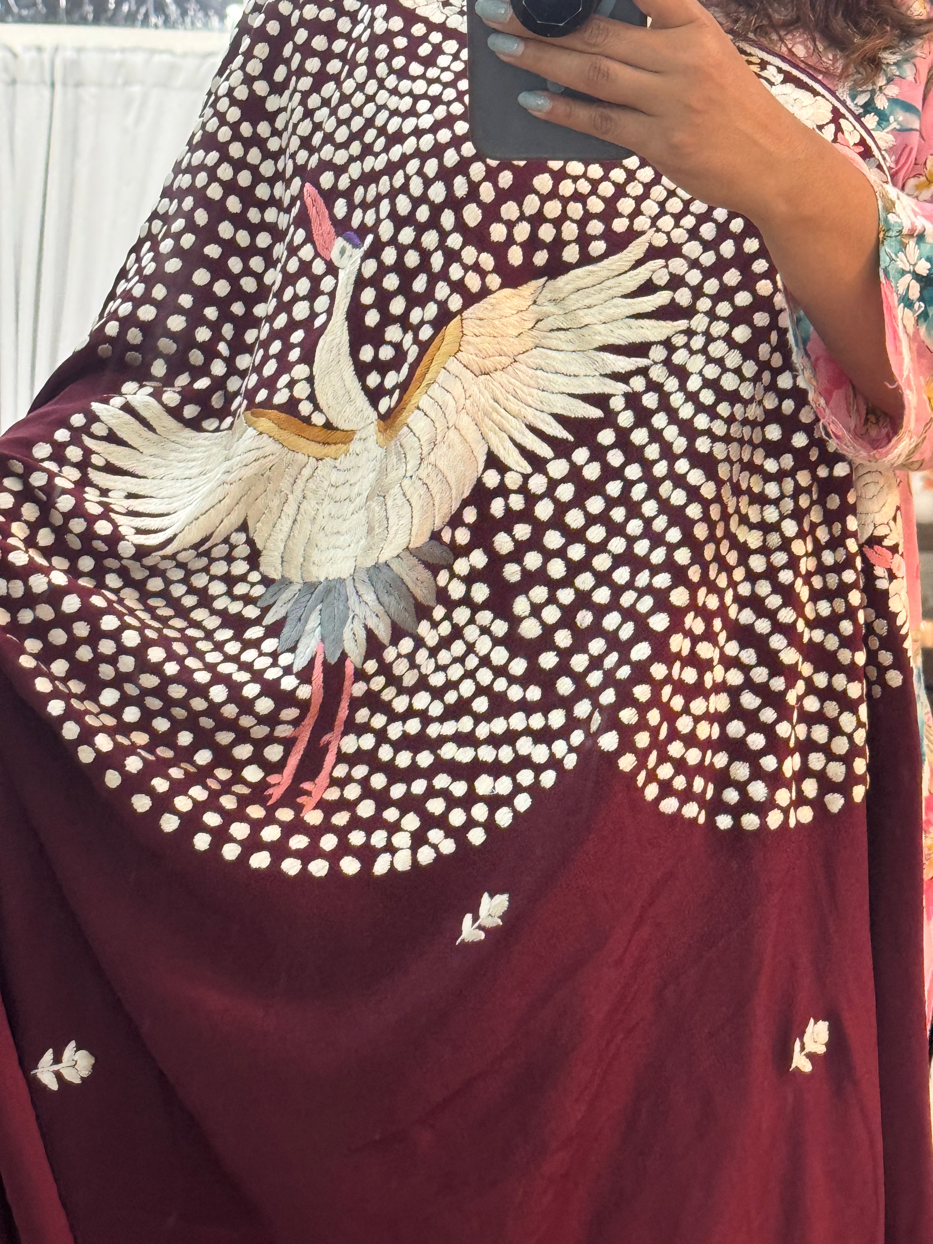 Parsi Gara hand embroidered crepe silk saree