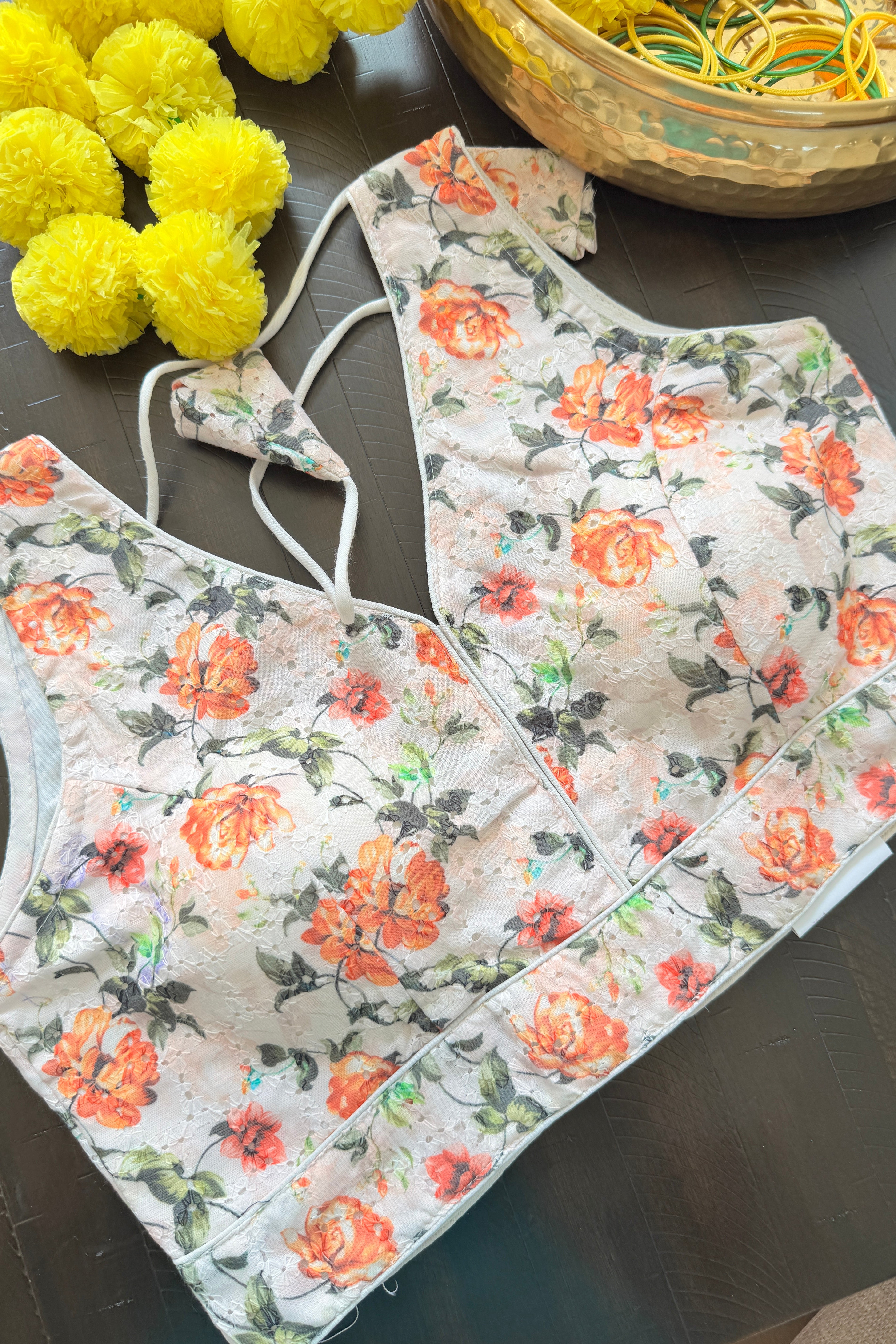 Readymade Padded Hakoba Cotton back hooks sleeveless blouse