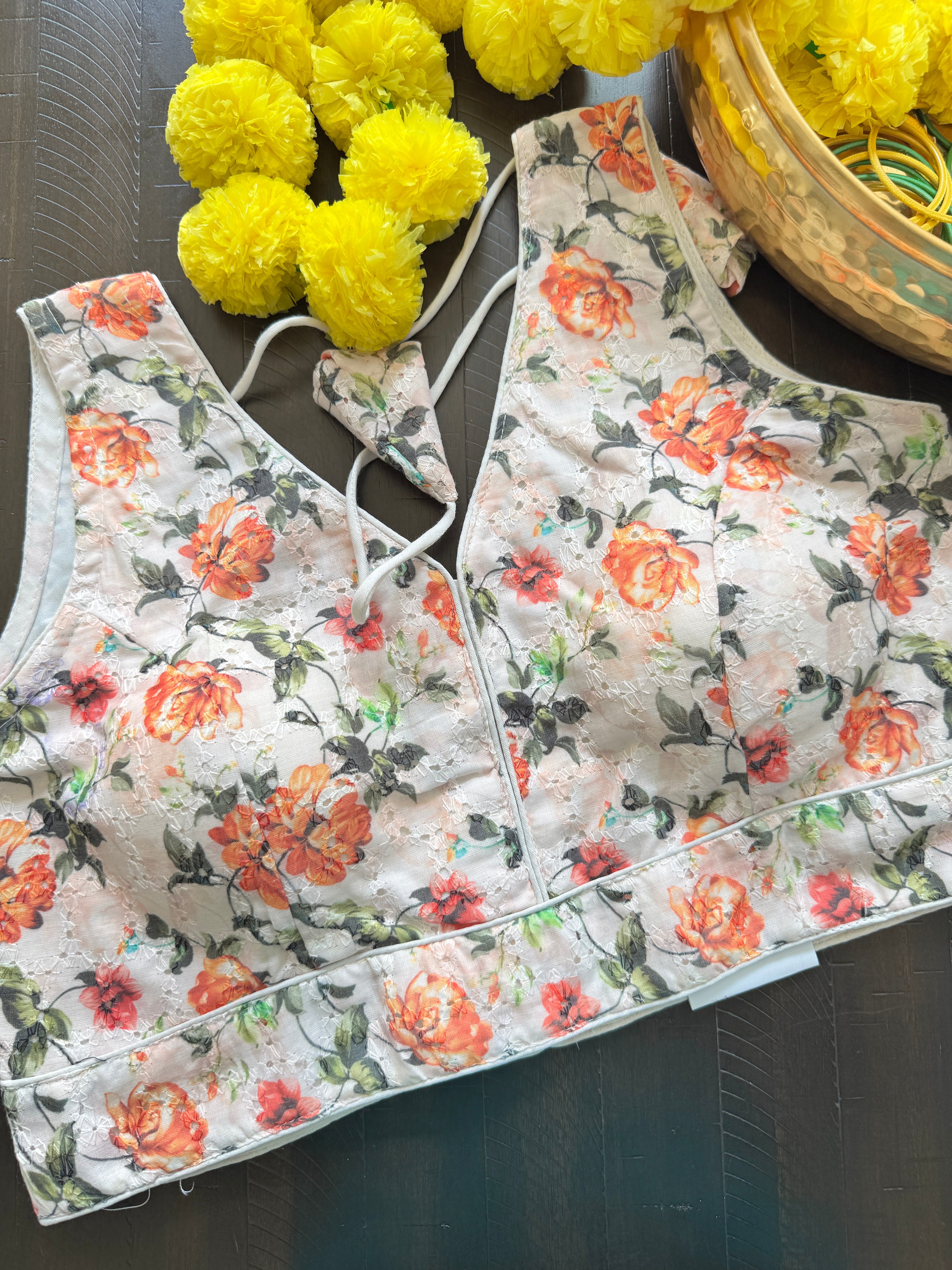 Readymade Padded Hakoba Cotton back hooks sleeveless blouse